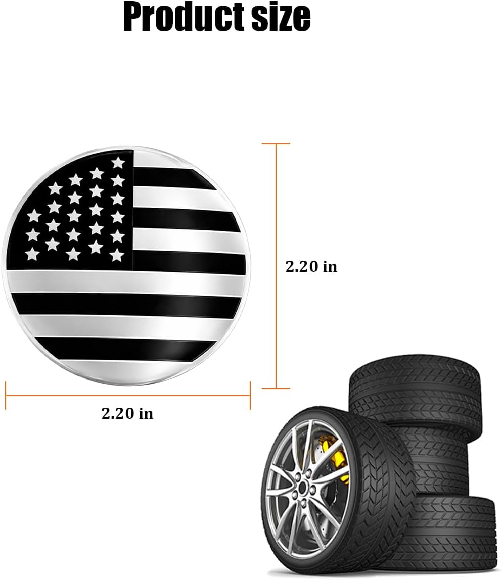 4PCS American Flag Car Wheel Hub Center Cap Sticker, 56mm 2.2" USA Flag Rustproof Wheel Rim Center Cover, Patriotic Automotive Exterior Rim Cap Decal, Universal for SUV Truck Van (Style B)