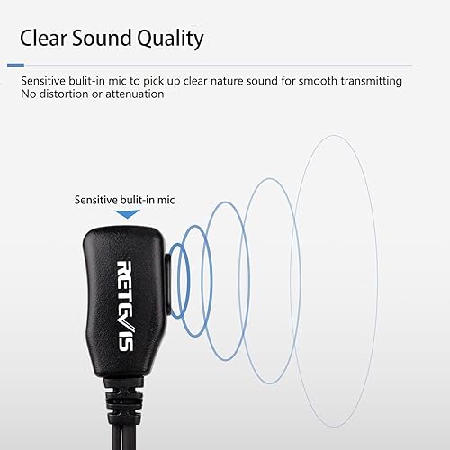 Miniatura 13 de Retevis Walkie Talkies RT17 con auricular, radio de 2 vías de largo alcance, resistente, recargable Walkie Talkies para adultos, de mano para