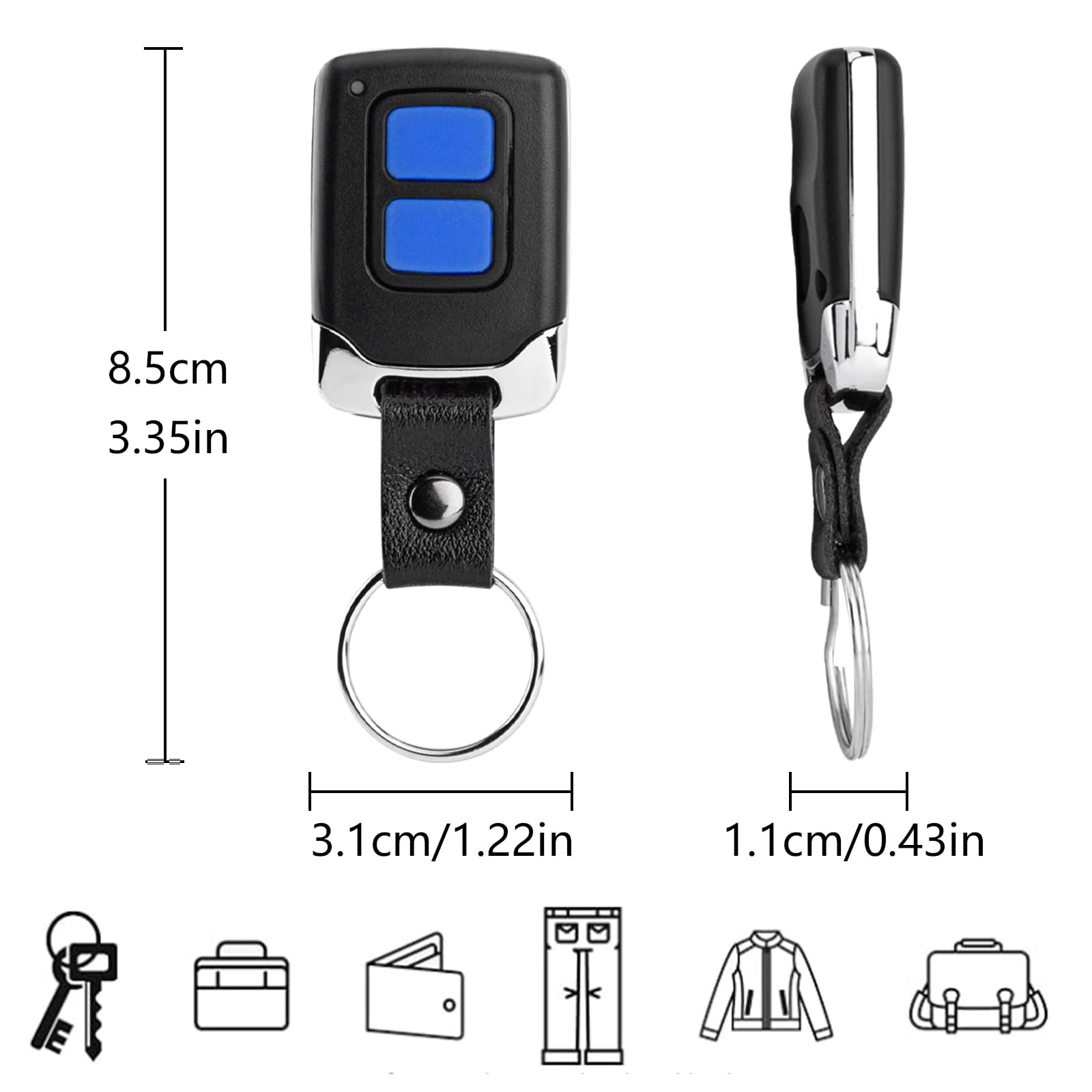 DDcafor Confezione da 2 telecomandi per Hörmann HSE2-868 HSM4-868 HS4-868 HS(M) 2/4, ricambio per Hörmann Blue Button 868,3 MHz telecomando, apriporta garage, mini telecomando portatile