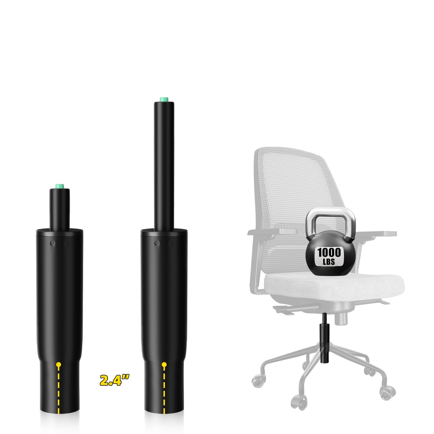 7 Inches to 11 Inches Short Office Chair Cylinder Replacement, 4" Stroke, Heavy Duty 1000 lbs, Lower the Seat Height by 2", Fit for Office Chair High
