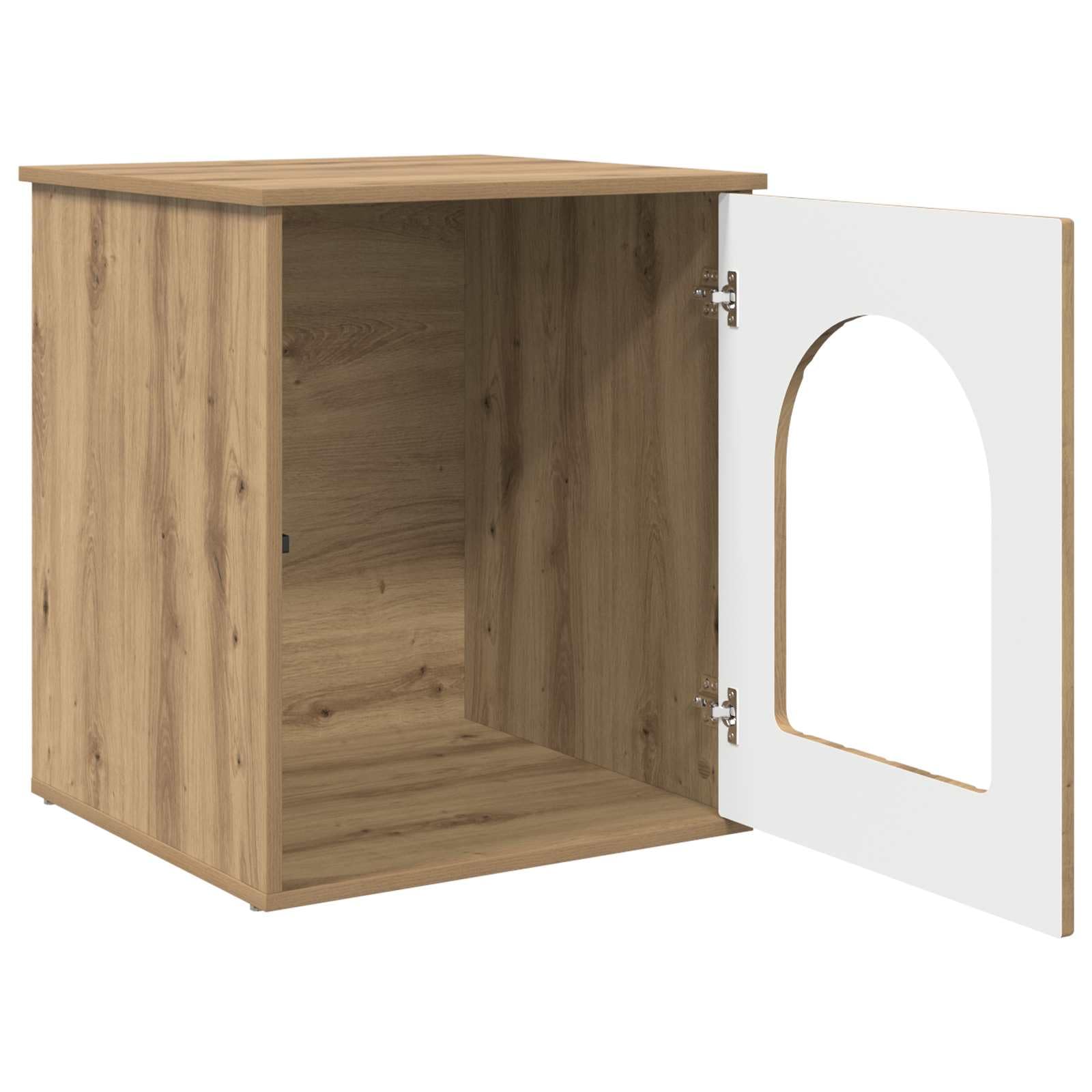 vidaXL Casa para Gatos Roble Artesanal 53 x 52 x 62 cm, Guarida Moderna para Gatos, Rincón Acogedor, Refugio Duradero, Hogar Estilo Compacto