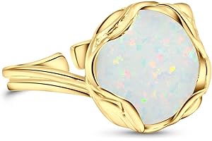 14k Gold Plated Sterling Silver White Opal Sizable Ring