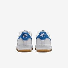 Air Force 1 - Zapatos para niños grandes (FV5948-115, blanco/marrón claro/azul más allá)4