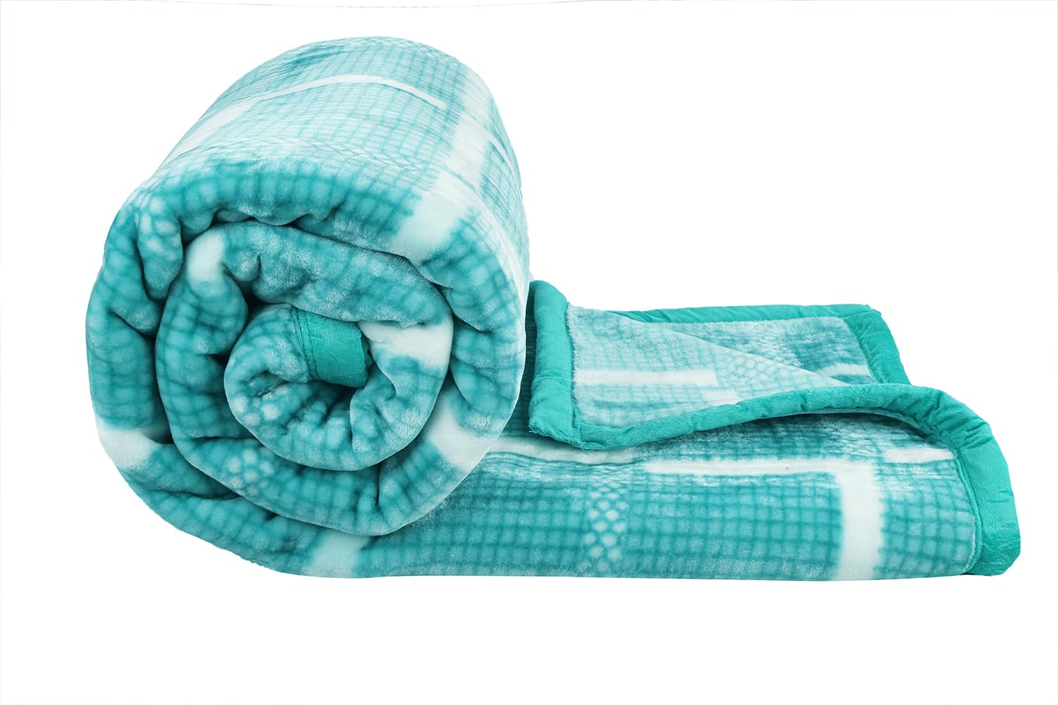 BSB HOME Super Soft Cloudy Printed Double Bed Blanket for Heavy Winter, Single Ply Mink Blanket King Size with 220 x 230 Cm – 3.5 Kg (Light Green & White, Pack of 1)