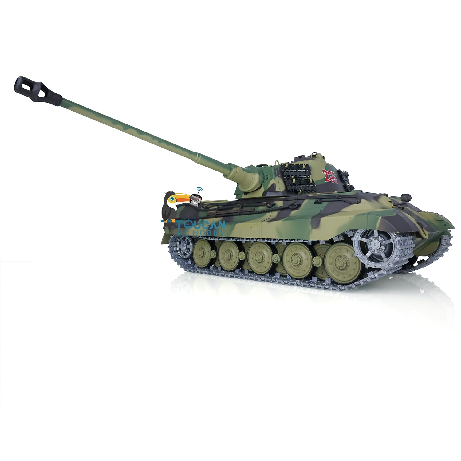 Henglong 2.4G 1/16 7.0 Tedesco King Tiger RC Tank 3888A Metal Track Barrel Recoil Adult Hobby
