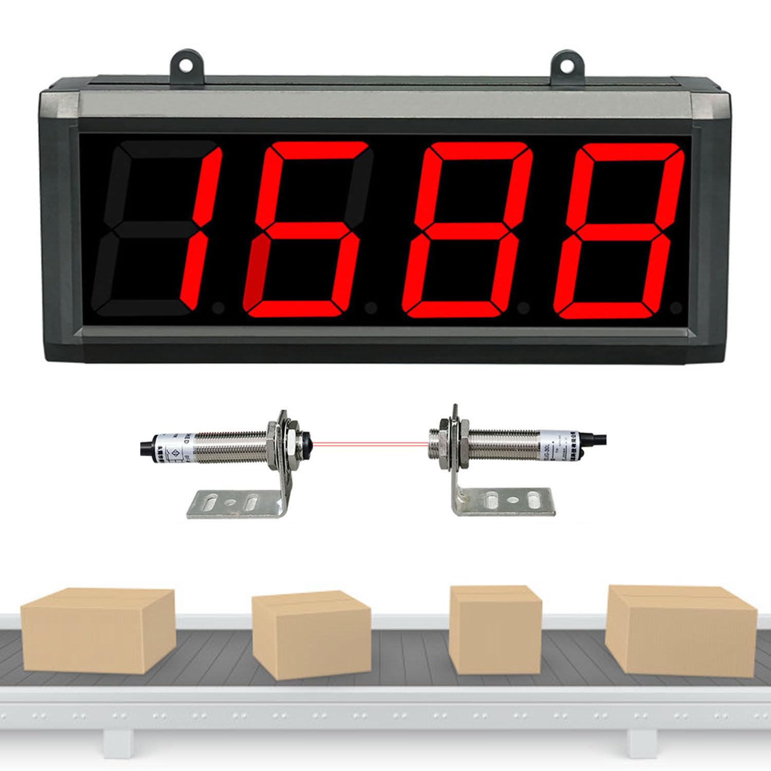 Contatore Digitale a LED con sensore, contatore di conteggio con Display 9999/999999 per Uso Industriale, misurazione accurata e Funzionamento Semplice, 4,4