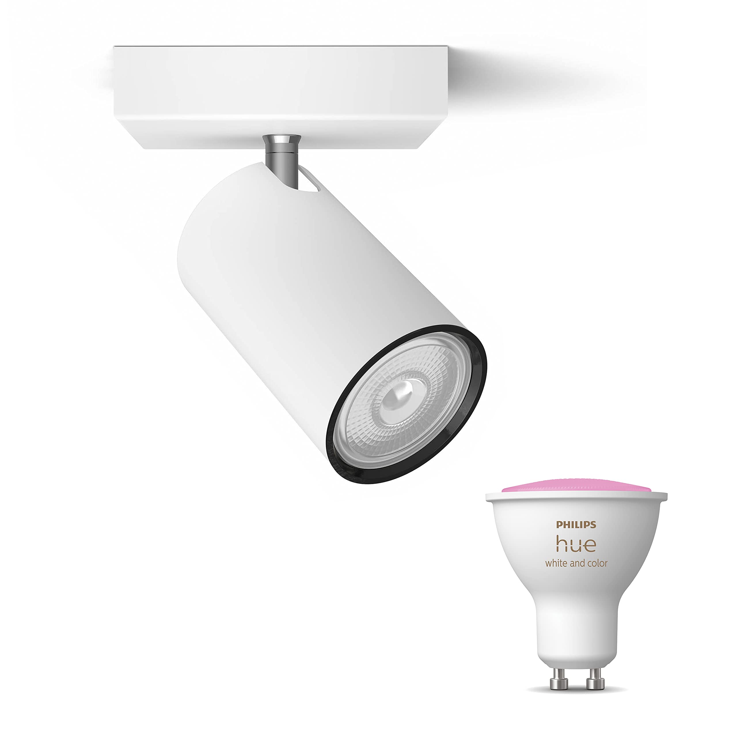 Philips Hue Kosipo Lámpara de techo (Blanco) - Luz blanca y de color - Aplique de pared y techo con 1 foco - GU10 - Hue White and Color Ambiance