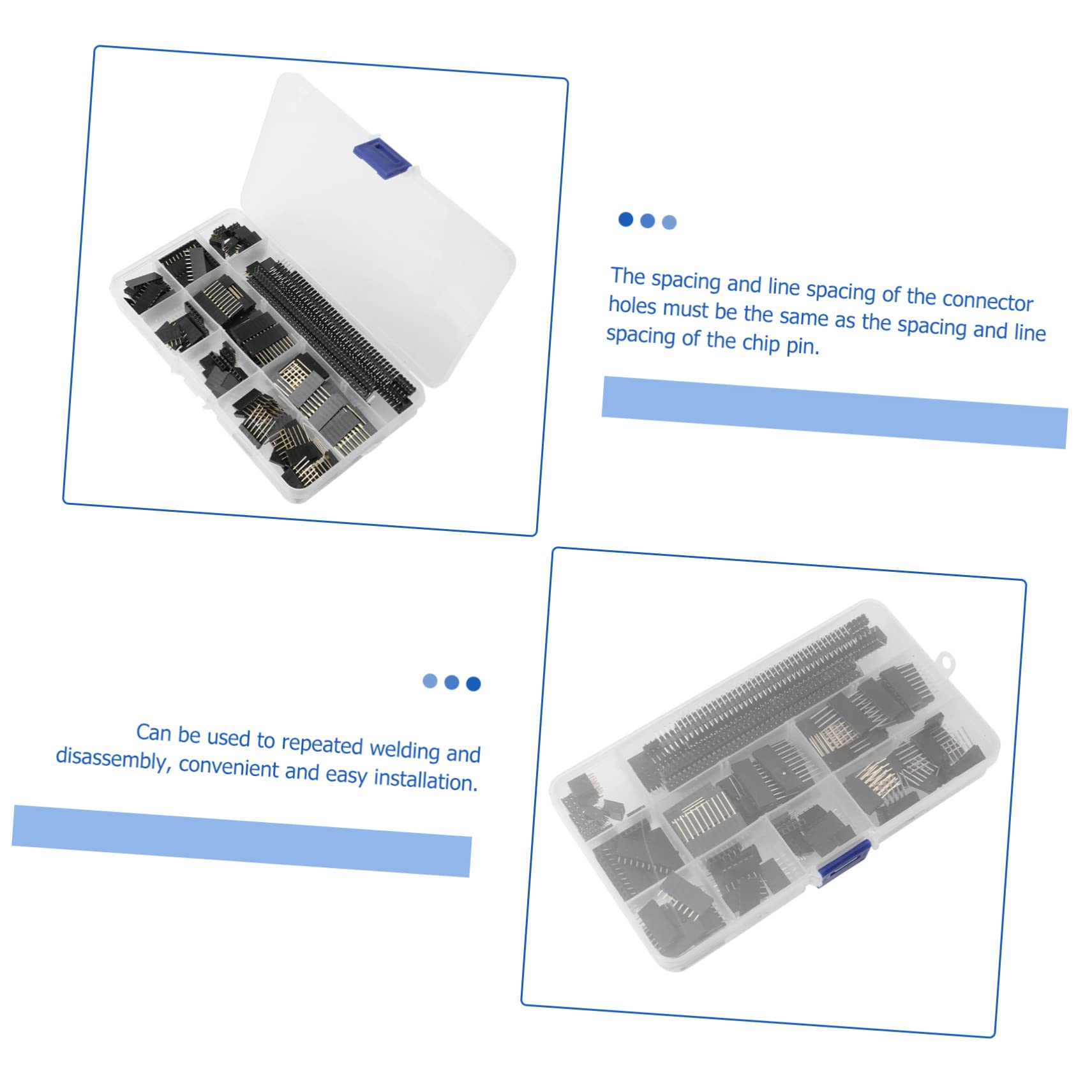 BELLIFFY 122pcs Pin Socket Connection Ic Sockets Solder Type Adapter SMA Adapter Dual Row Ic Socket Pin Solder Type Socket Dual Row Pin Ic Solder Type Adapter Adapters Black Hard Metal Pin