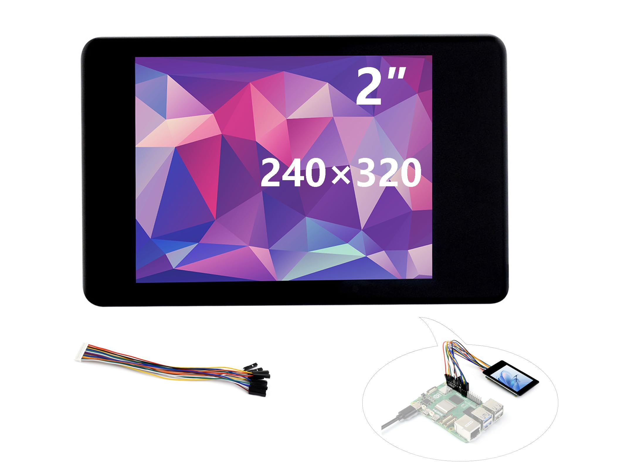 2inch IPS Display 240x320 Capacitive Touch Screen Compatible with Raspberry Pi 5/4B/3B+/Zero/Zero 2W/Pico/Pico W/Pico 2/ESP32, 262K Colors, ST7789T3