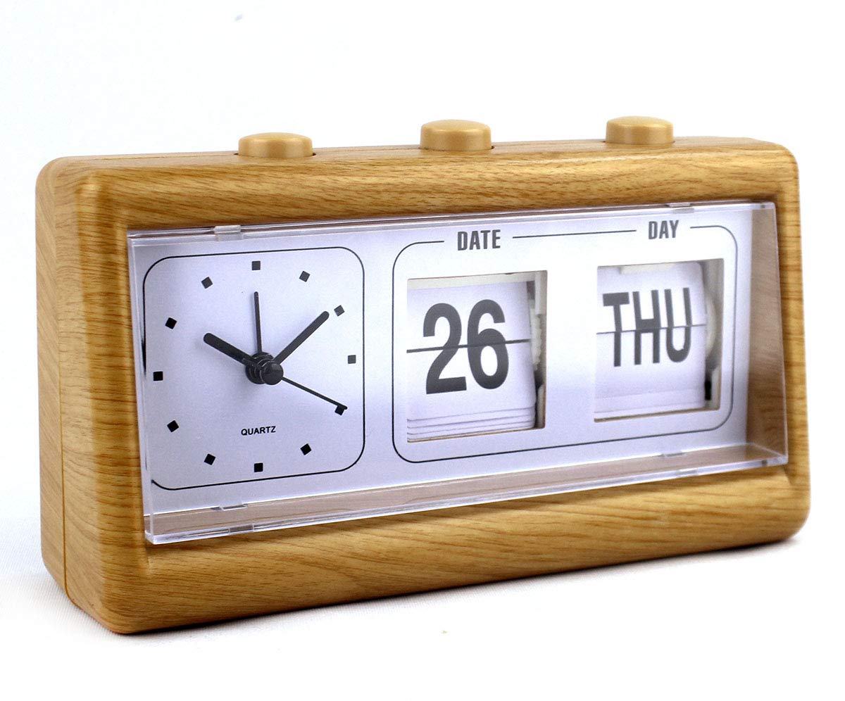 Buy FUREIN Manual Clock, Desk Alarm Clock Digital Flip Day Date Week