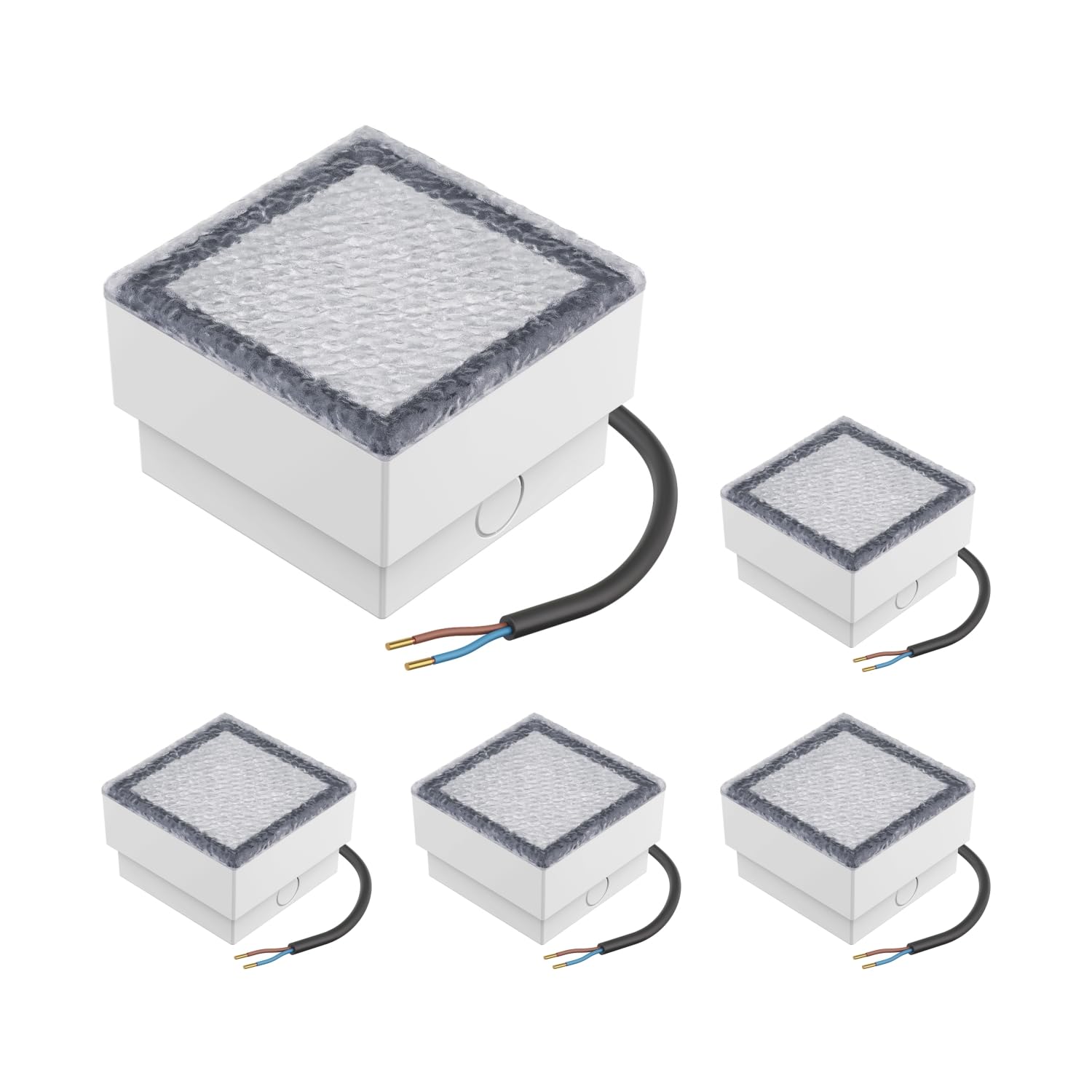 ledscom.de 5 Pieces LED Paving Stone Ground recessed Light CUS for Outdoors, IP67, Angular, 10 x 10cm, Cool White