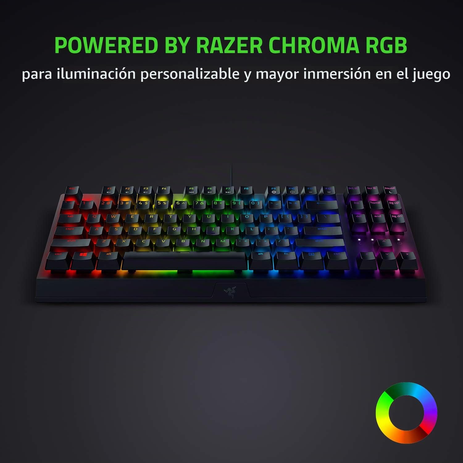 Razer BlackWidow V3 Tenkeyless - Teclado mecánico para juegos, Teclado Gaming Compacto con interruptores mecánicos, iluminación cromática RGB, gestión de cables, Teclado US