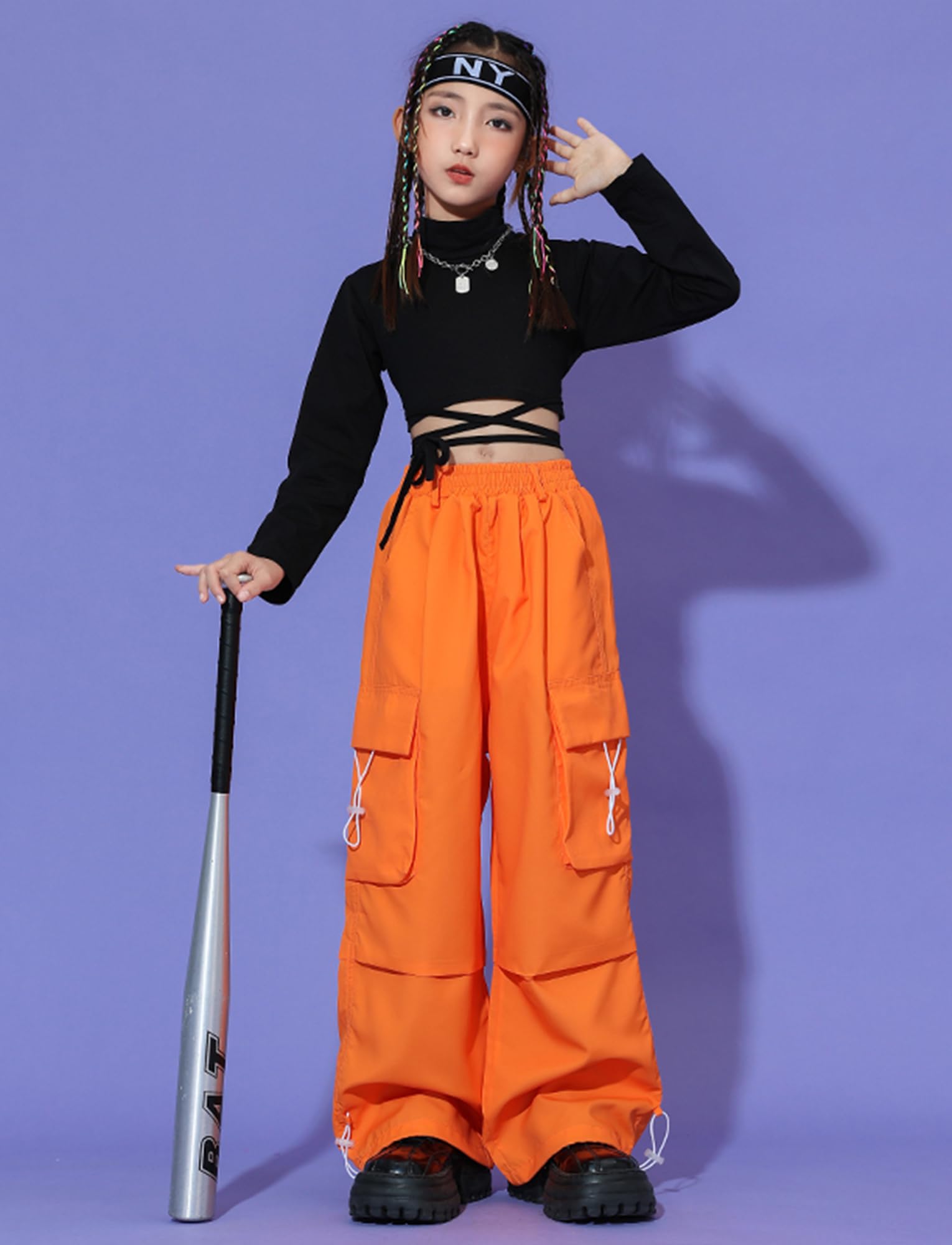 Maeau Pantaloni cargo larghi da ragazza, stile hip hop, pantaloni da danza per bambini Y2K vintage pantaloni sportivi sportivi pantaloni della tuta larghi per la scuola per 3-16 anni