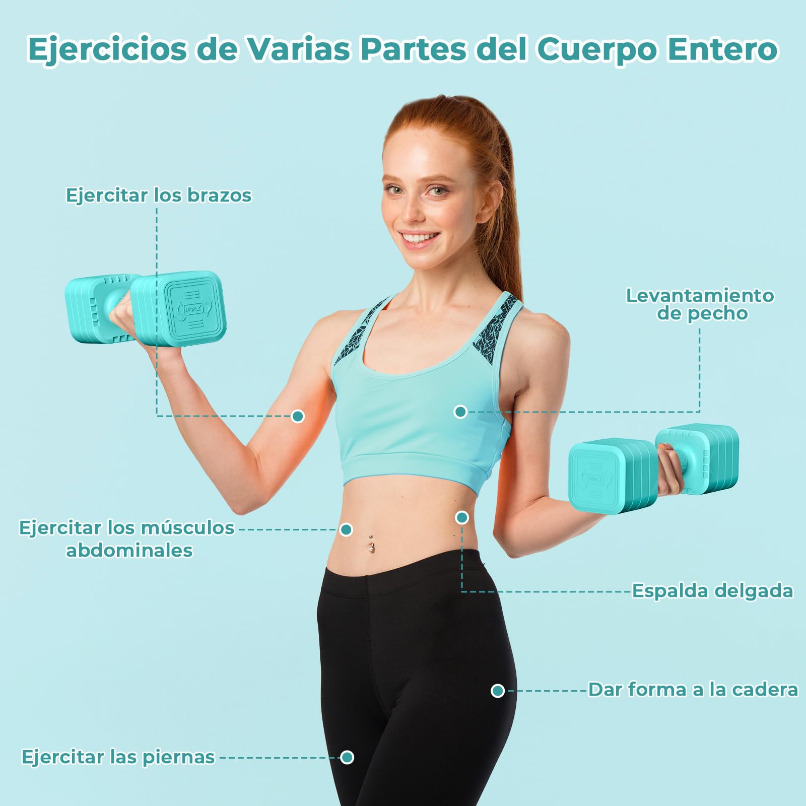 Dripex Mancuernas Ajustables de 2,5 kg/5 kg/7,5 kg/10 kg, Juego de Pesas con Mango Antideslizante para Mujeres Hombres Pesas Ajustables para Fitness Gimnasio en Casa