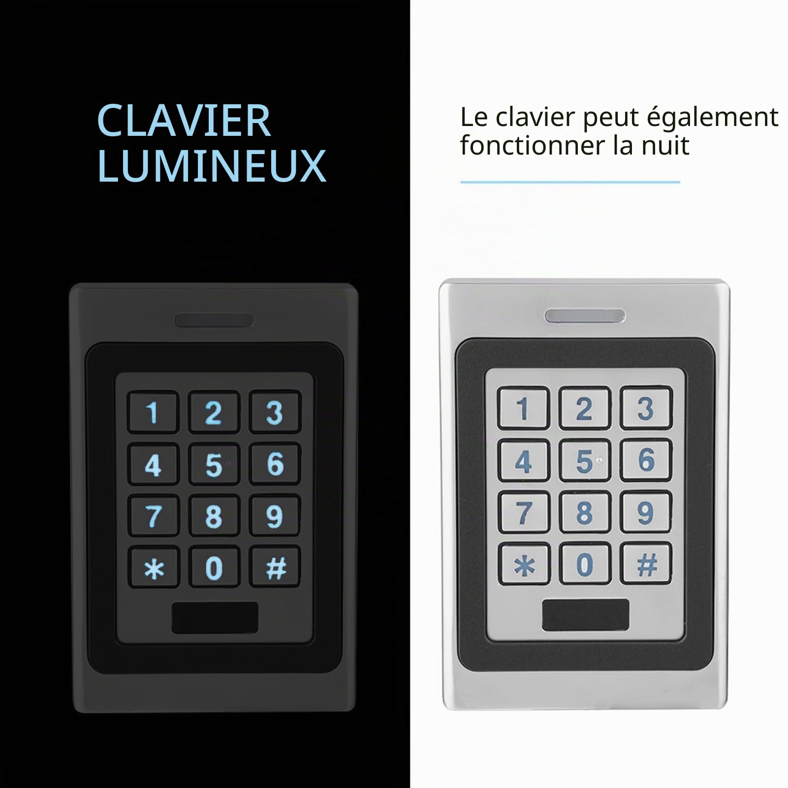 ASHATA RFID Proximité Entrée Serrure de Porte, Système de contrôle d'accès Cartes, Mot de Passe électriquede Lecteur de RFID Clavier Lumineux pour Maison, Bureau, Usine