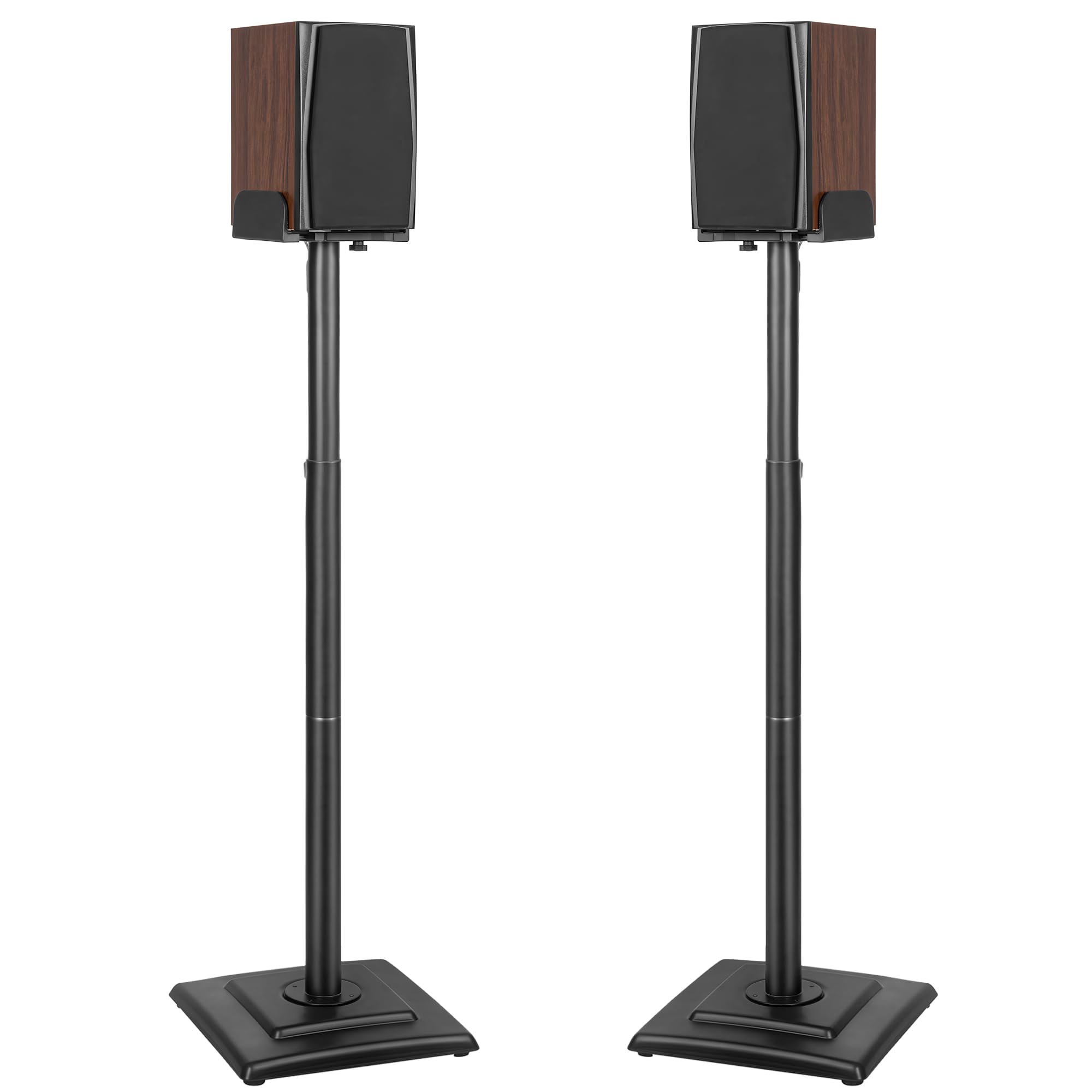 OUUTMEE Soportes de altavoz de altura ajustable 1 par, soporte de pie con bandeja ajustable para altavoces universales de satélite y estantería, soporte de pie para altavoces de estantería de hasta 5