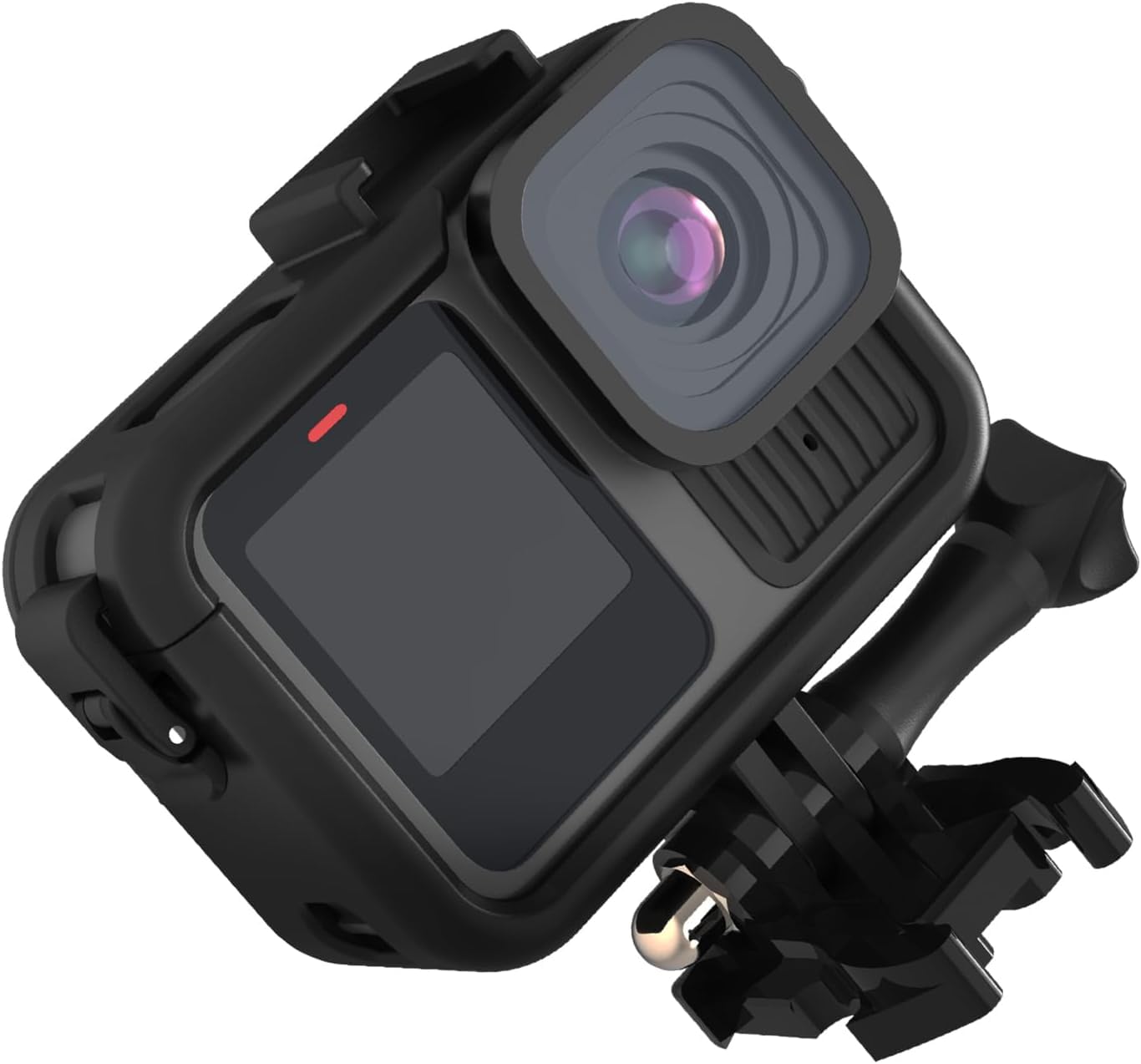 TELESIN Protective Durable Housing Case Compatible for Go Pro Hero 13 Black, Plastic Protective Frame Vlog Cage Case with 1/4" Thread & Cold Shoe Mount for Tripod, Light-image-6