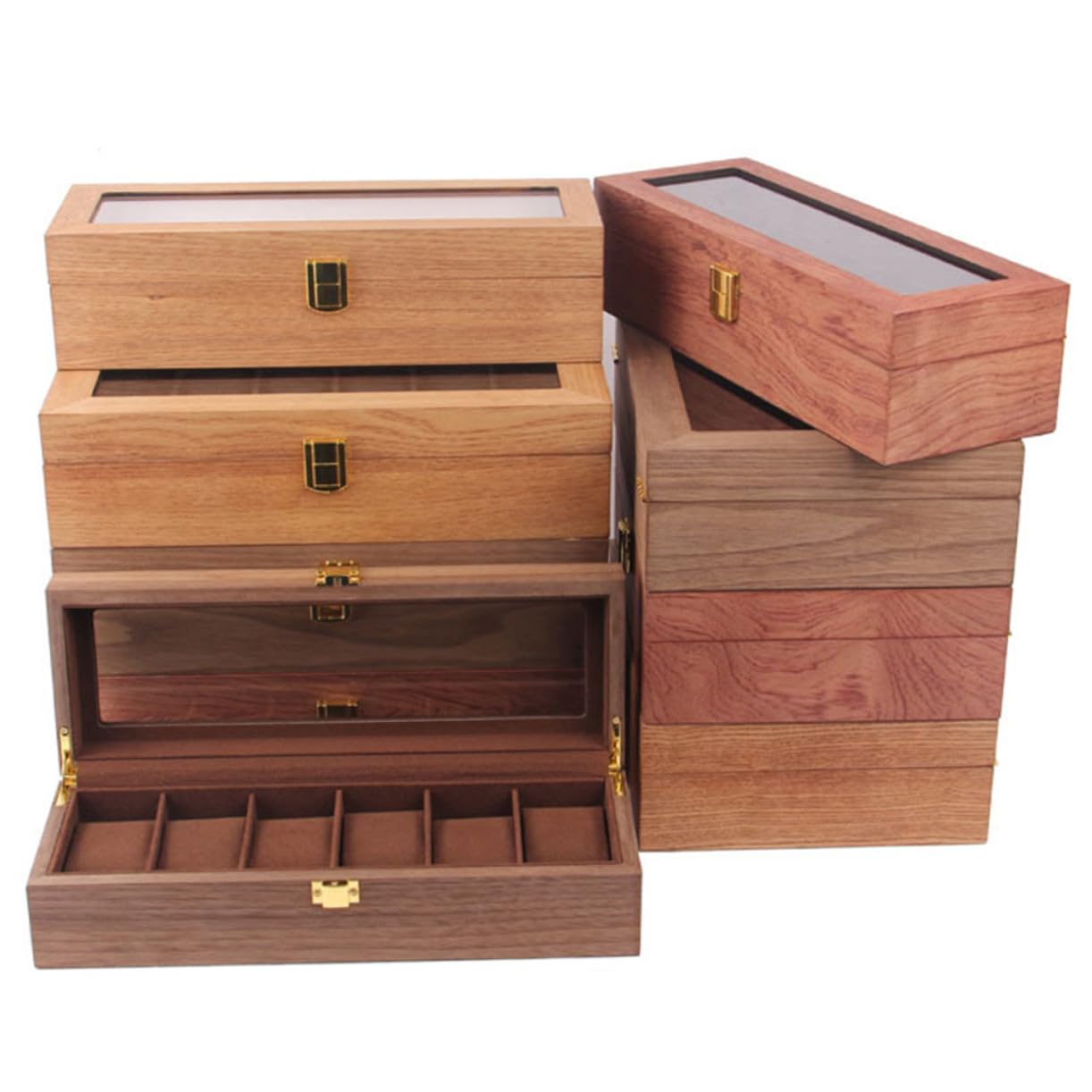 COLLBATH Estuche Relojes Caja Guardarelojes Organizador Ranuras Joyero Madera Duradero