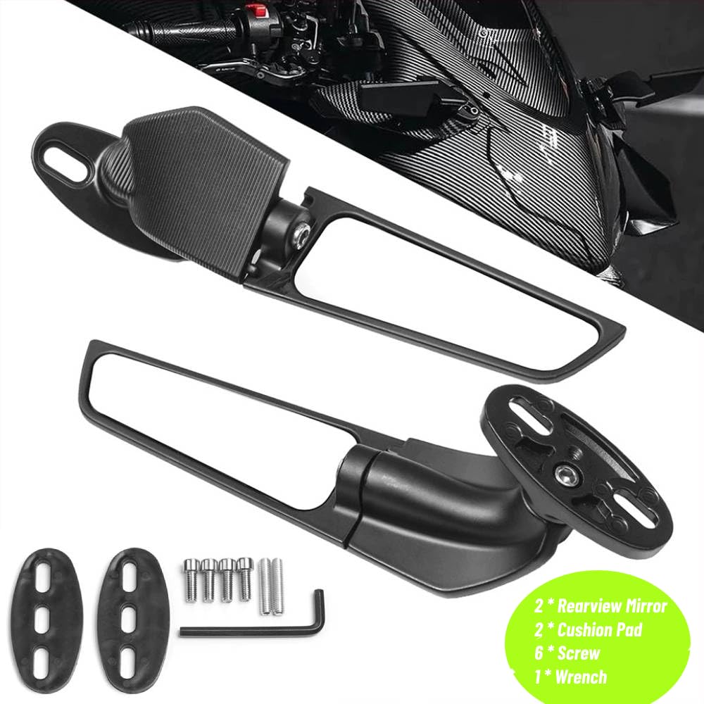 Specchietti Retrovisori per Moto Universali ATV Specchietti Laterali di Ricambio Stealth Rotanti a 360° Compatibile con Kawasaki Ninja per Honda per Suzuki per Yamaha per Ducati