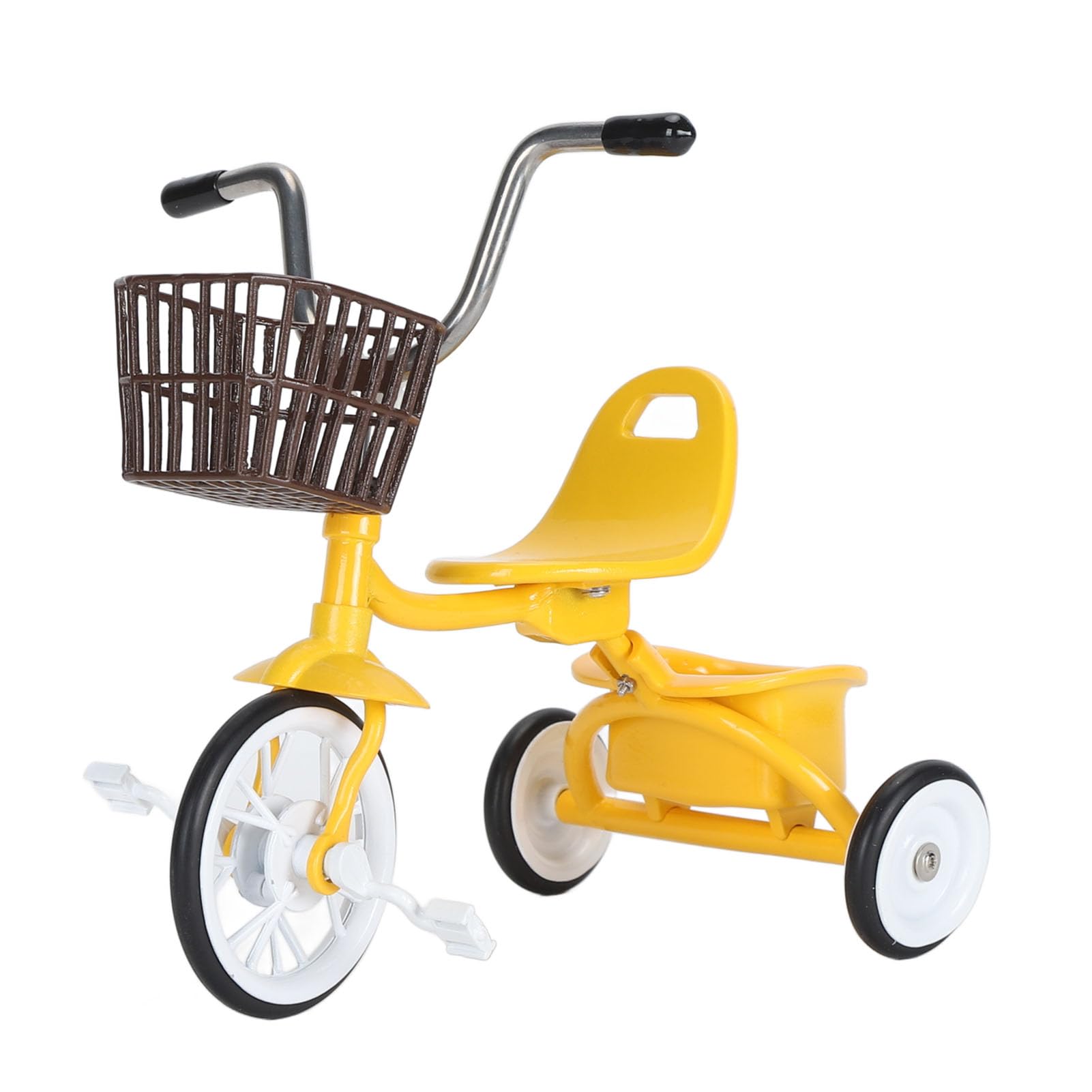 Cyrank Metal Tricycle Model, Three Wheeled Bike Collectibles Vintage Metal Bicycle Ornaments Bike Miniature Home Decoration for Home Desktop Decoration(Yellow)
