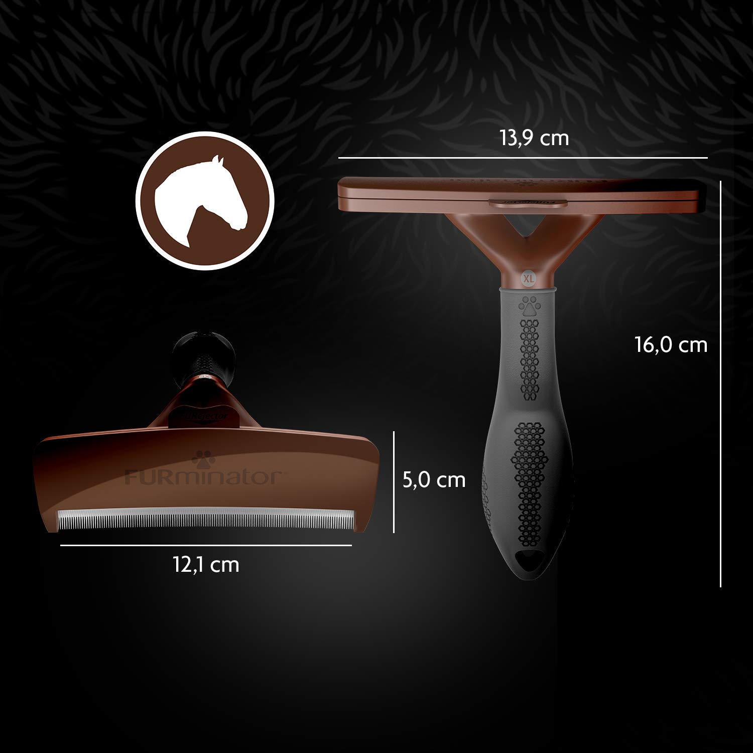 FURminator deShedding, Tool para caballos, Cepillo / Almohaza para caballos para eliminar el pelo suelto, Diseño mejorado