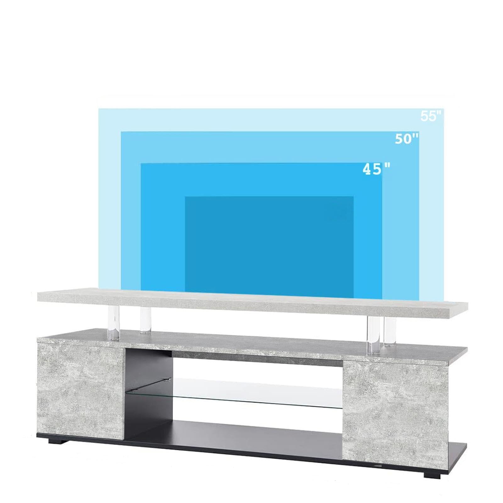 Mueble bajo para TV con LED multicolor y 3 compartimentos de almacenamiento