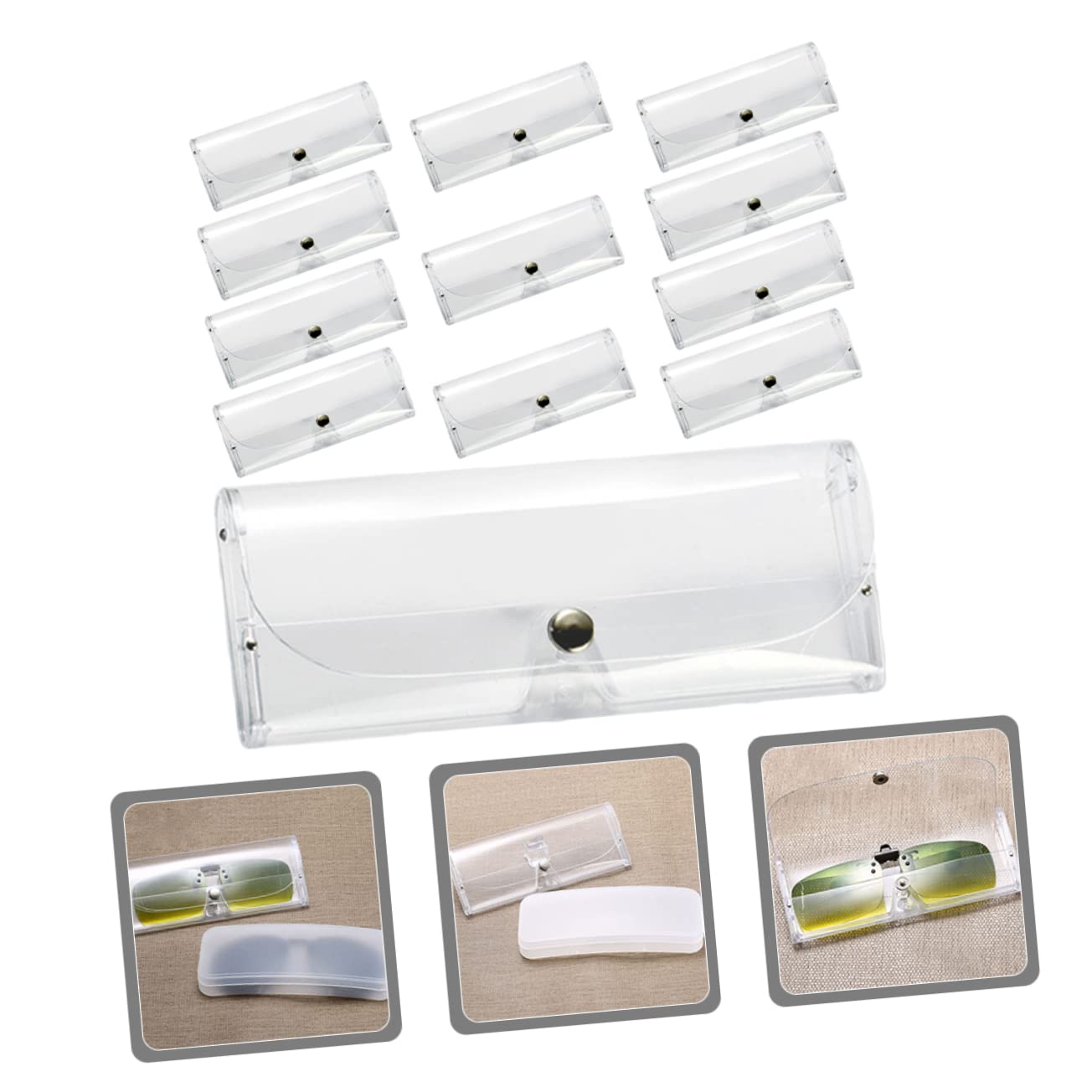 Brillenetui Transparente Sonnenbrillentasche Aufbewahrungsboxen Für Brillen Sunglass Case Brillen Aufbewahrungsbox Brillen Etuis Klare Lesebrille Etui Für Brillen Pvc 12st