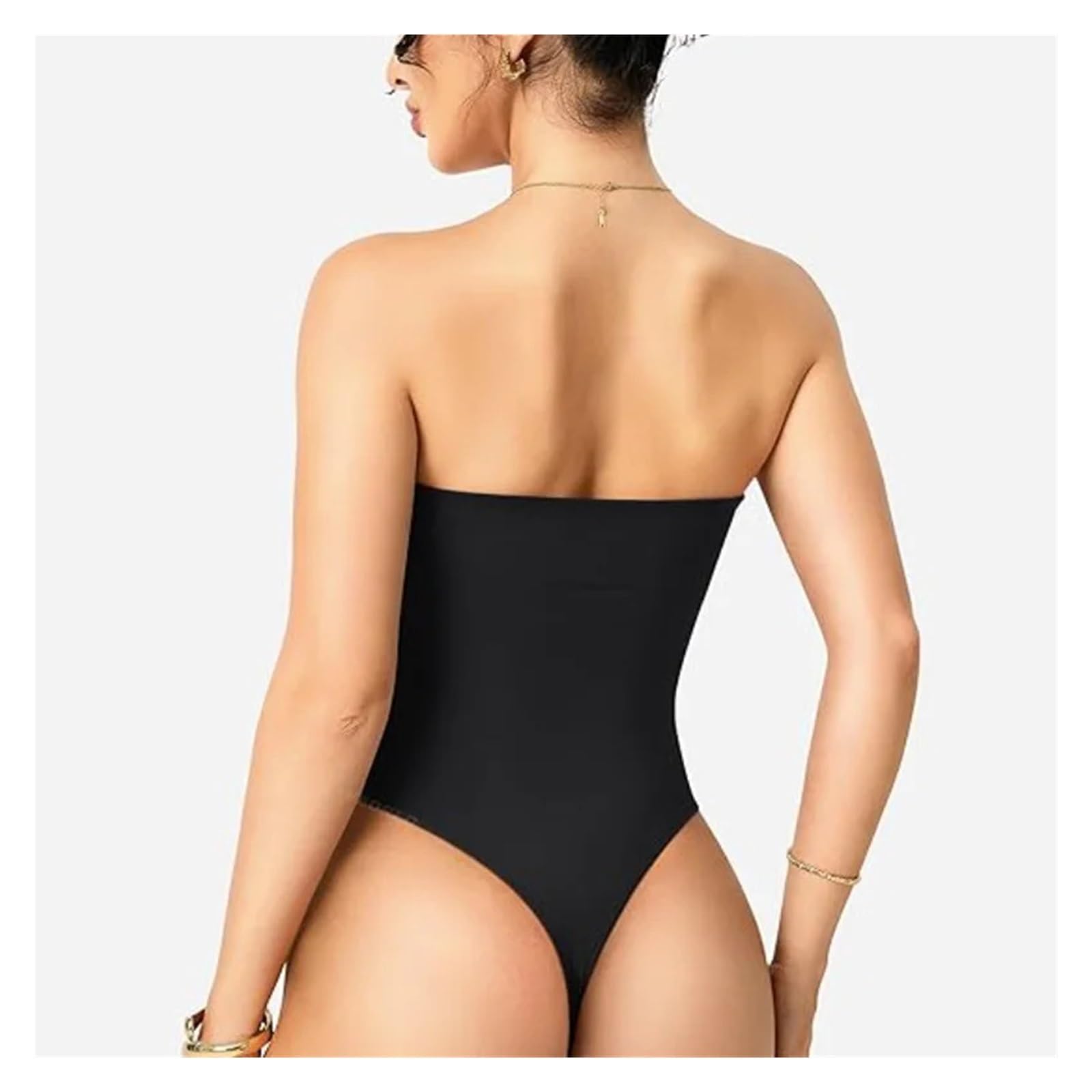 Faja moldeadora de cuerpo elástica sin tirantes, traje sin costuras con Control de barriga, Tanga con hombros descubiertos, corte ajustado for mujer