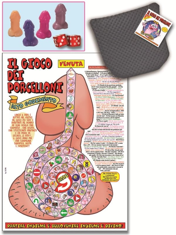 DOR Gioco sexy Willy, il gioco da tavolo per adulti sexy e spiritoso con dadi e pedine, con elegante custodia in ecopelle