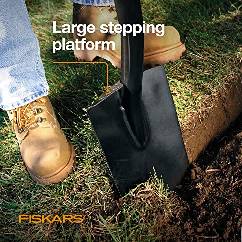 Fiskars Steel D-Handle Flat Square Garden Spade, Gardening Tools For Edging, Digging, Weed Removal, Heavy Duty, 46 Inch, Black/Orange #TOP3