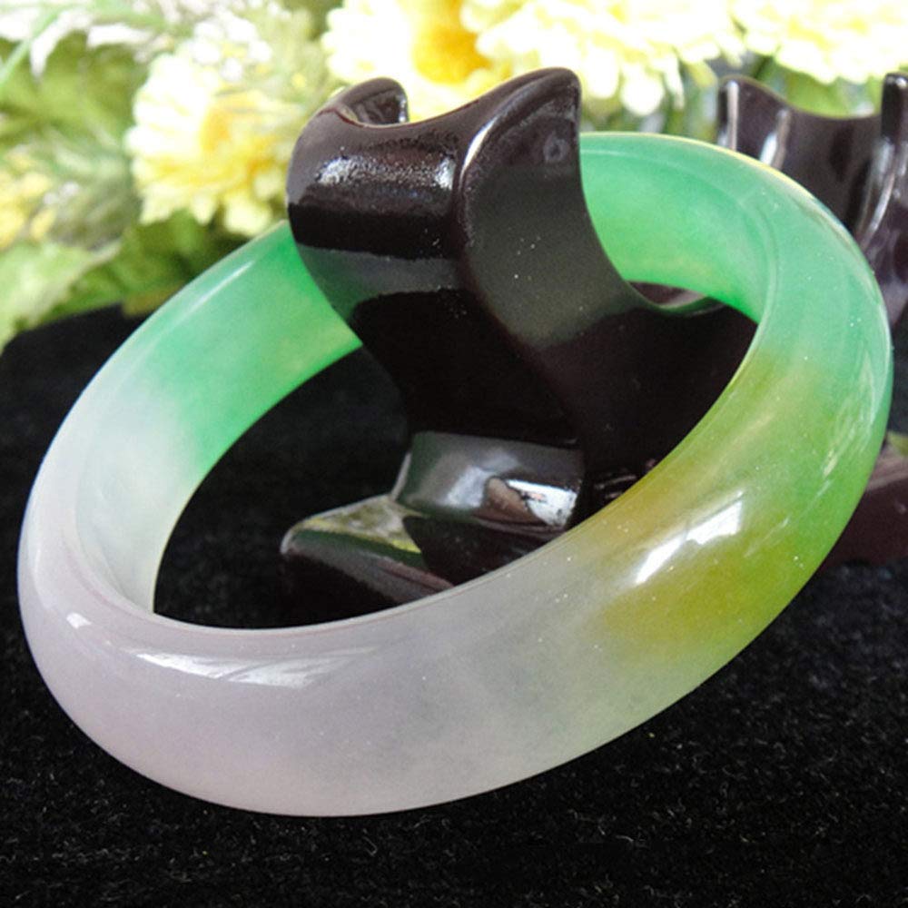 Bracciale Cinese, Braccialetto di Giada Verde, Braccialetto di Giada birmana Naturale Bracciale di Giada Verde Bracciale di Giada quarzite Tricolore con Scatola(57mm