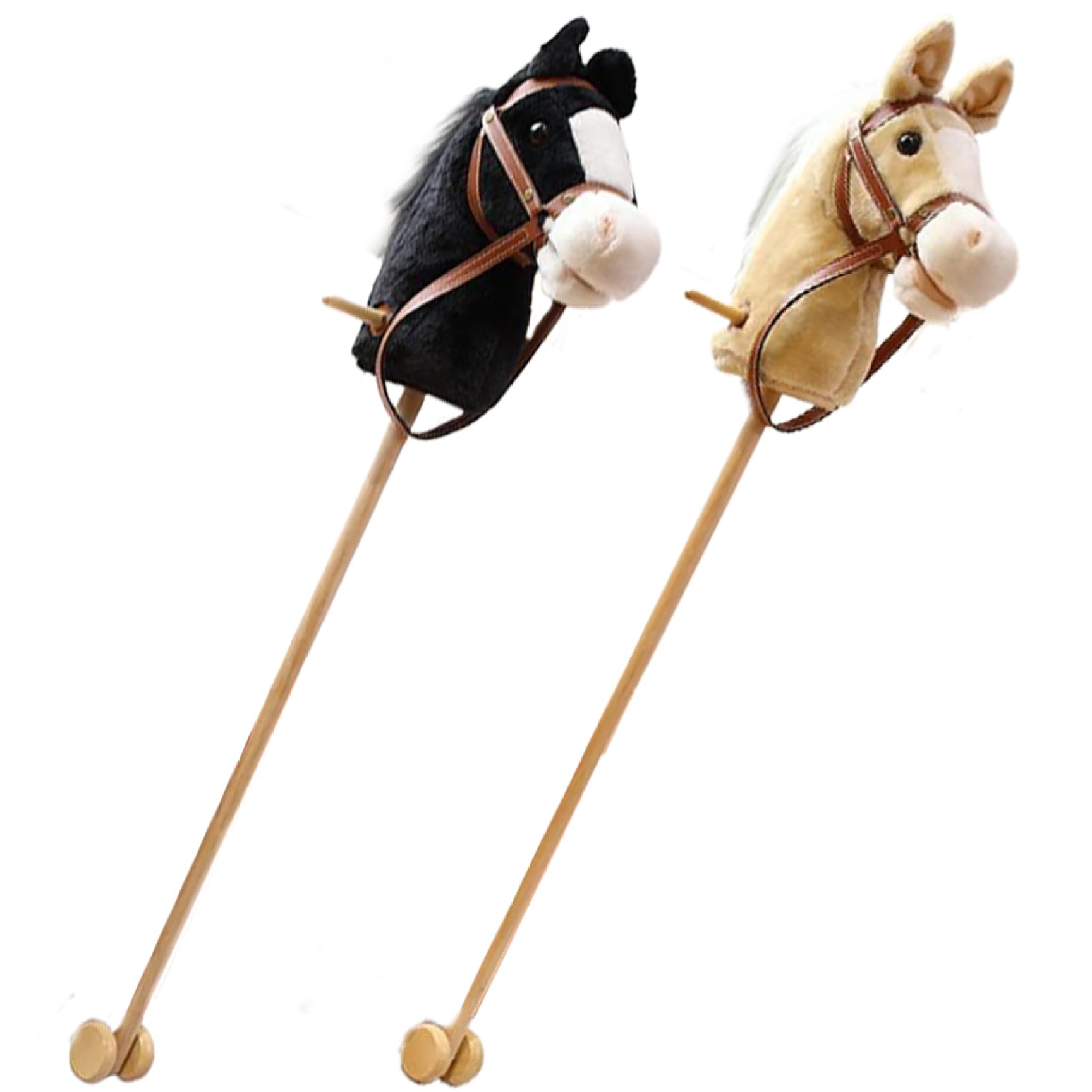 Caballo de Palo con Efectos de Sonido realistas Felpa 39 Alto Caballo de pasatiempo de Halloween con Ruedas y Poste de Madera Mango Antideslizante Juguete para Montar para Regalos de niños (Negro)