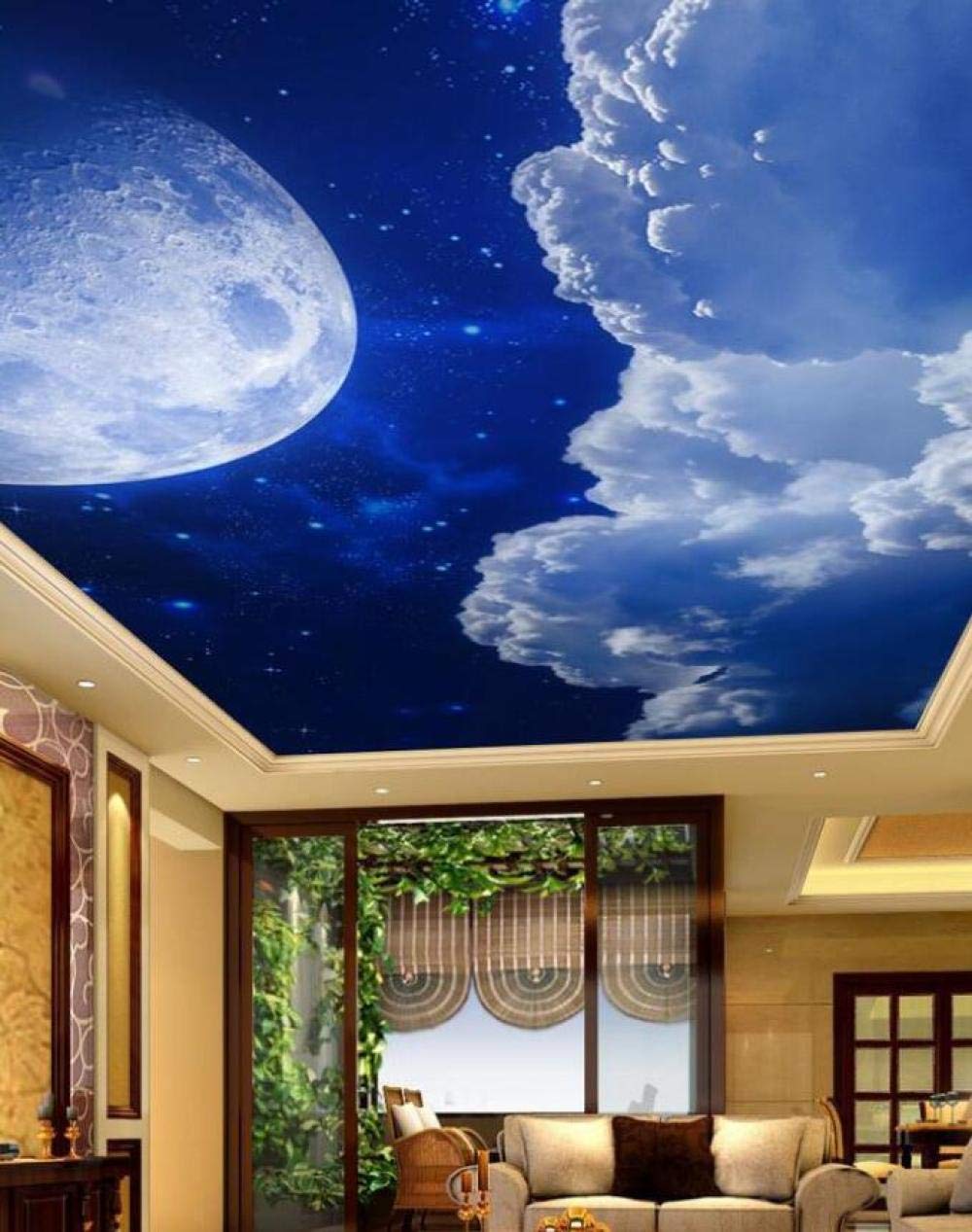 Buy 3D Wall murals Wallpaper Full Moon Night Sky Ceiling Cloud Mural