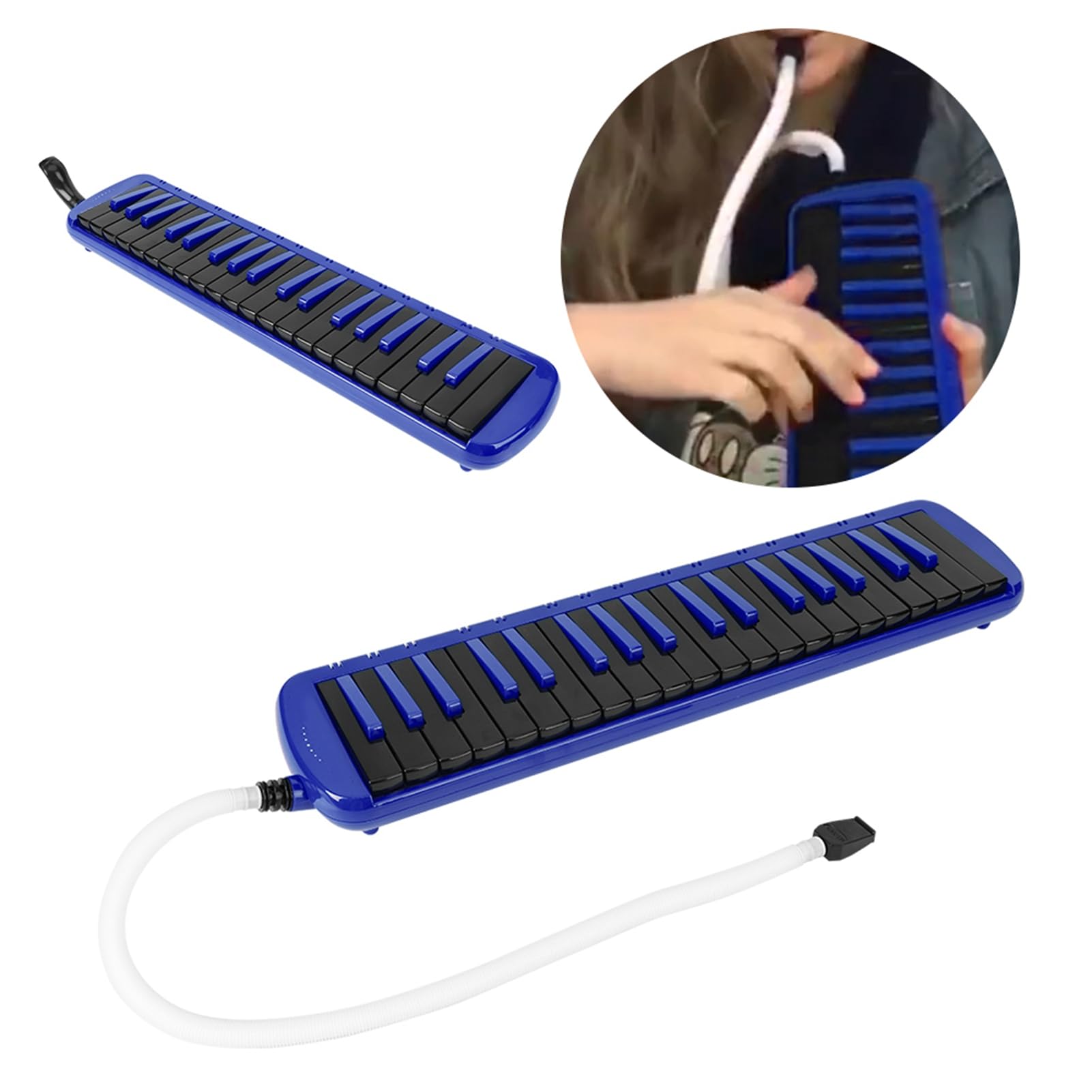 Melodica, 37 Musical de Vent clé Melodica, Instrument Ergonomique Design BlowPipe avec Sac F37S (BLUE)