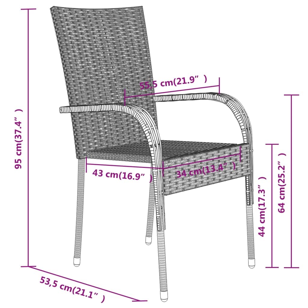 Juego de comedor de jardín de 5 piezas, color marrón y negro, con mesa de cristal y sillas de ratán sintético, marco de acero pulverizado, resistente al agua, hasta 110 kg por asiento, para
