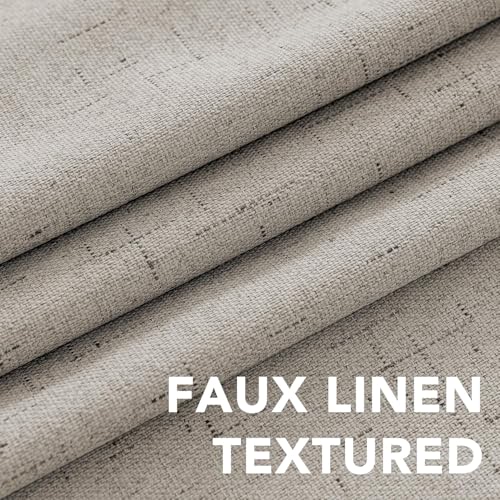 Image of H.VERSAILTEX Linen Curtains 100% Blackout Curtains for Bedroom 102 inch Long Full Light Blocking Nature Linen Blended Window Curtains for Living Room Nickel Grommet (2 Panels, Stone)