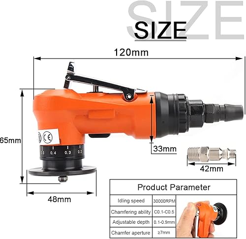 Miniatura 2 de Mini máquina de biselado neumática Juego de recorte portátil biselado desbarbado herramienta de enrutador de rebabas de arco recorte con 2 piezas