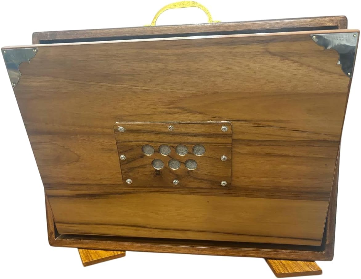 Boîte Shruti 3 octaves en bois de teck, marron, clé en C, style traditionnel, avec sac de transport