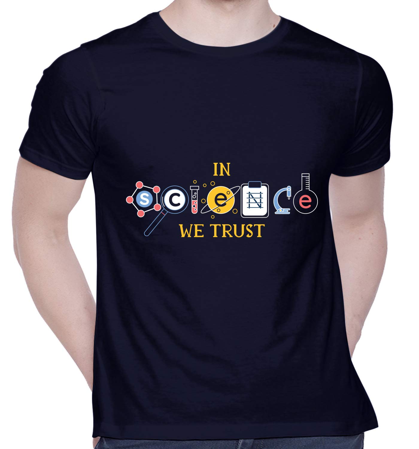 CreativiTGraphic Printed T-Shirt for Unisex in-Science-We-Trust Tshirt | Casual Half Sleeve Round Neck T-Shirt | 100% Cotton | D00506-92