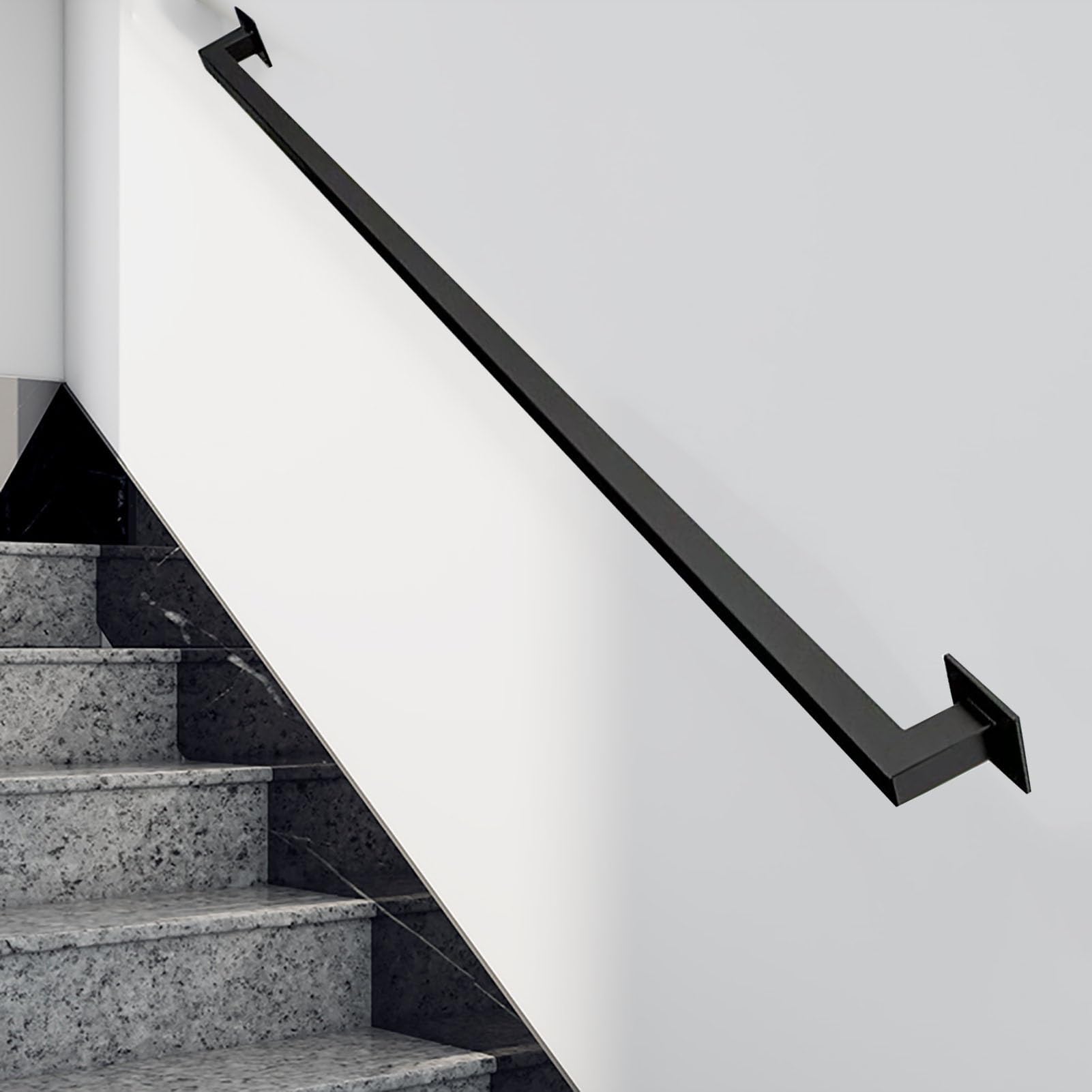 Rambarde en fer forgé noir de 30 cm à 6 m avec rampe murale
