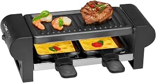 Clatronic® Raclette 2 Personen | Mini Raclette mit ca. 20,5 x 10,5 cm Grillfläche | für Grillen & Überbacken | antihaftbeschichtete Grillplatte & Pfännchen | 350W | RG 3592