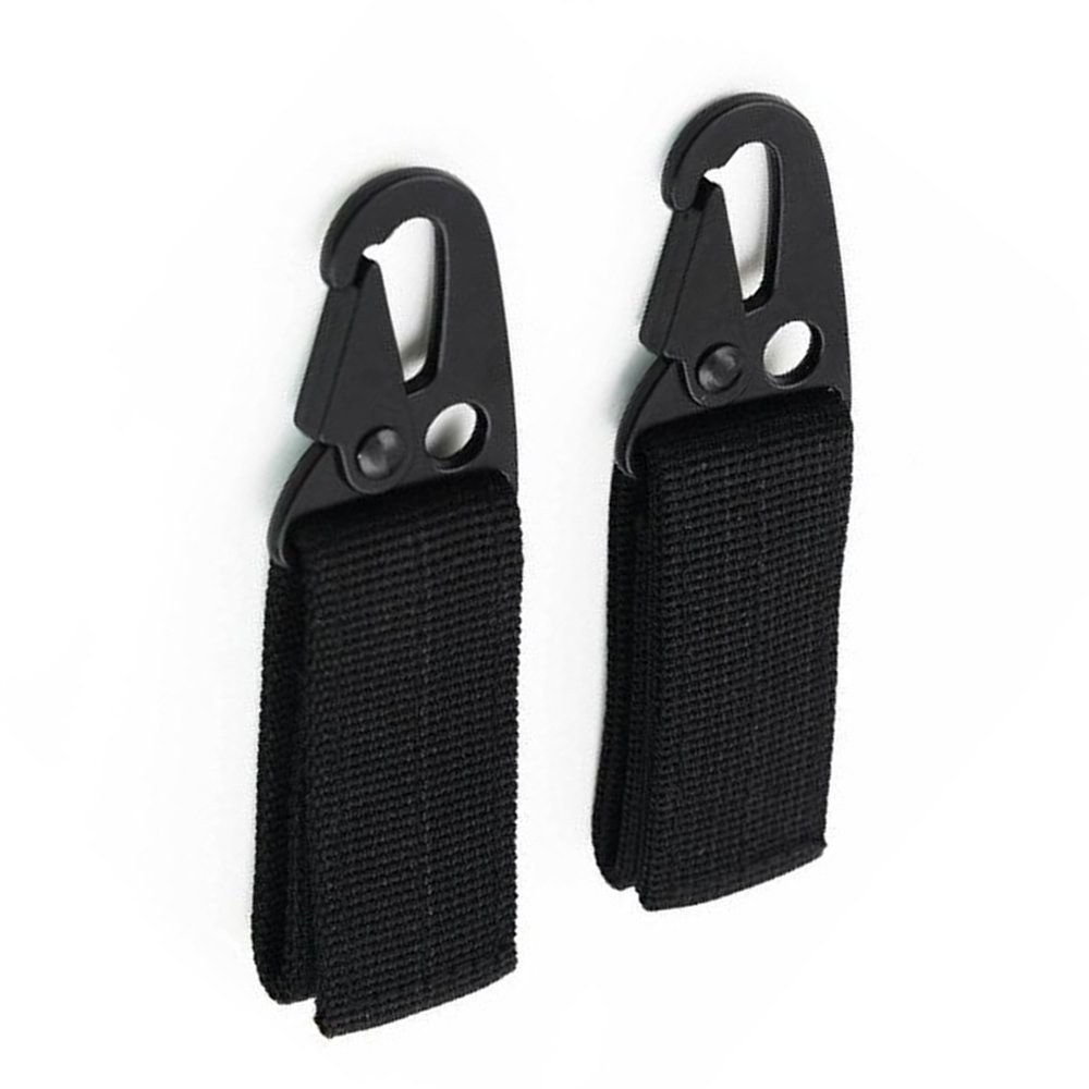 ShineIn EDC Military Nylon Clips Keychain Clasp MOLLE Webbing Buckle Metal Hanging Carabiner Key Holder 2 PCS (Blcak)