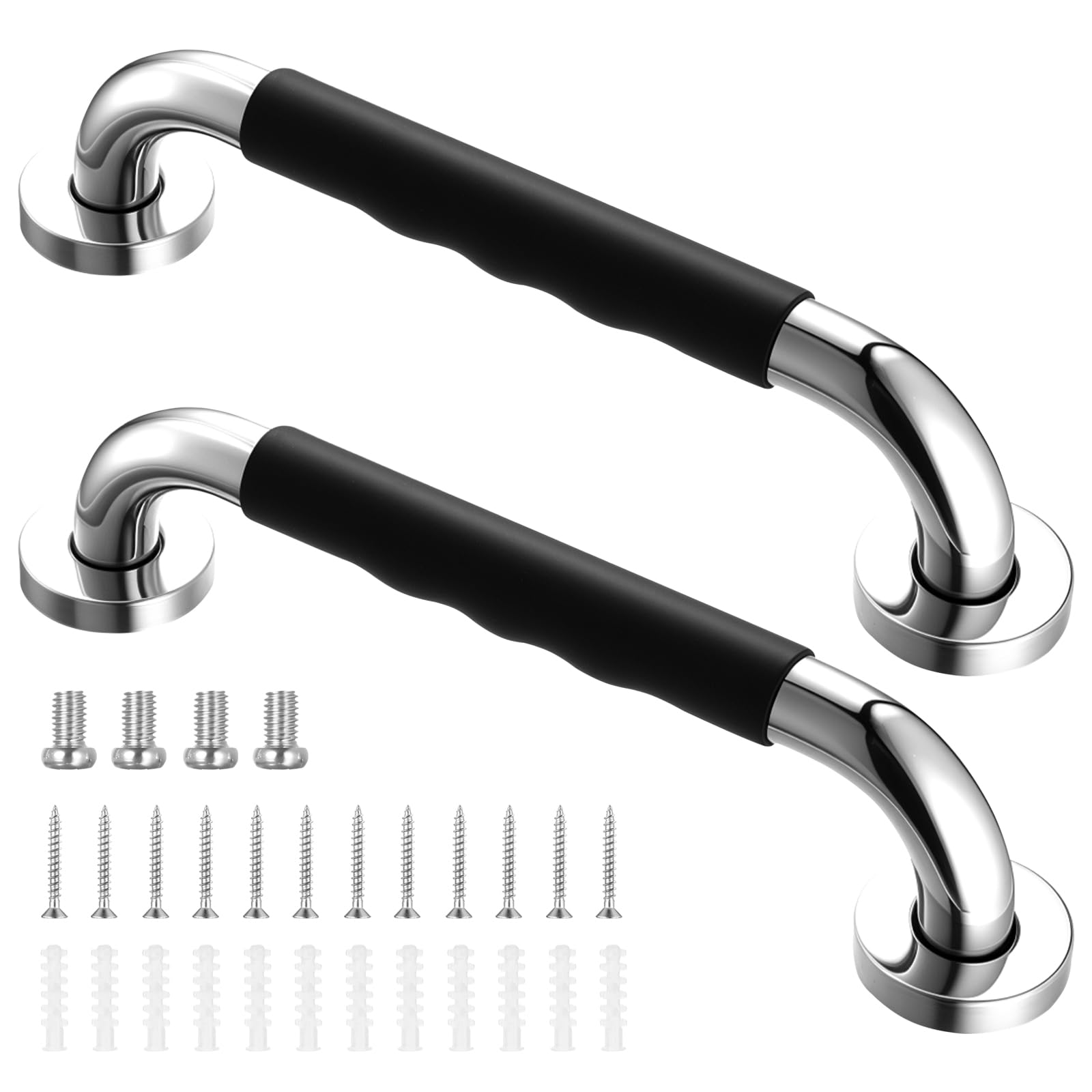 2 Pcs Barre d'Appui WC, Barre de Douche Antidérapante, 30 cm Barres d'appui Salle de Bain, Poignée Douches en Acier Inoxydable, Barres Douche Baignoire pour Toilettes Handicapées Enceinte