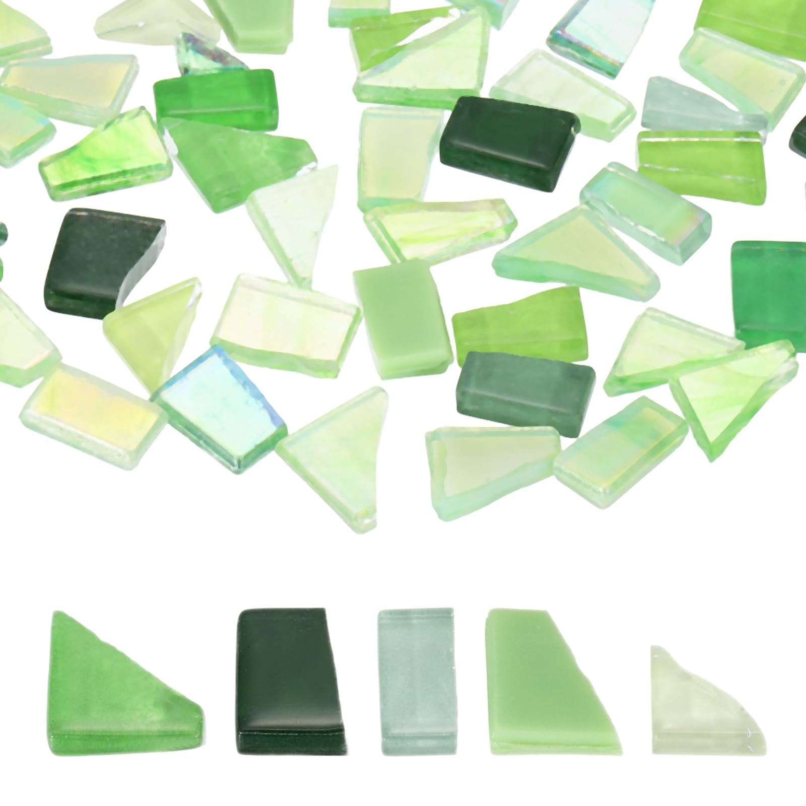 sourcing map Irregular Glass Mosaic Tiles, 300G/0.7LB Irregular Stained Glass Sheets Broken Mosaic Pieces Tiles Supplies Kit Bulk for DIY Art Craft Making Home Decor, Green Series