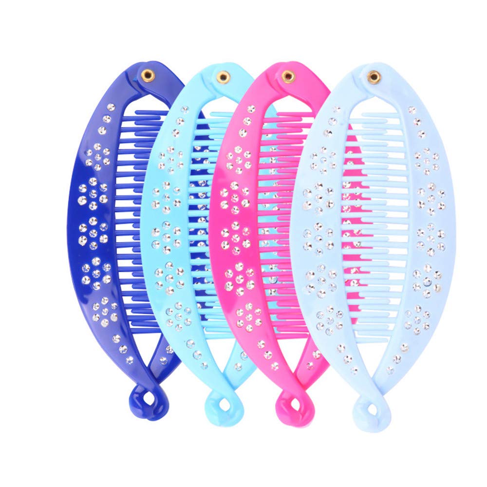 4 Pcs Shiny Big Banana Hair Clips Lady Resin Fishtail Clip Comb Headdress Fish Shape Grips Clamp Hair Accessories for Women