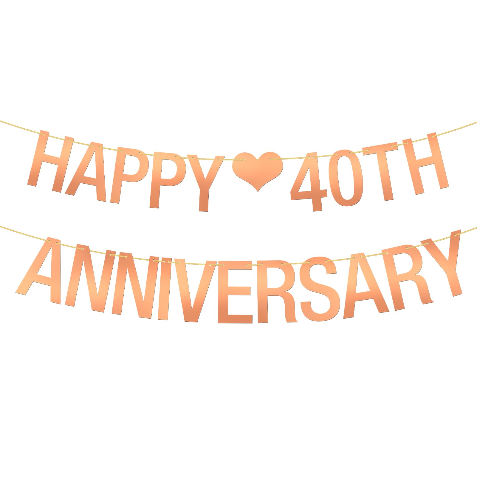 Happy 40th Anniversary Banner 40th Birthday Hanging Decor Forty Years Themed Gifts 40 Wedding Anniversary Party Decoration Supplies Mirror Rose Gold