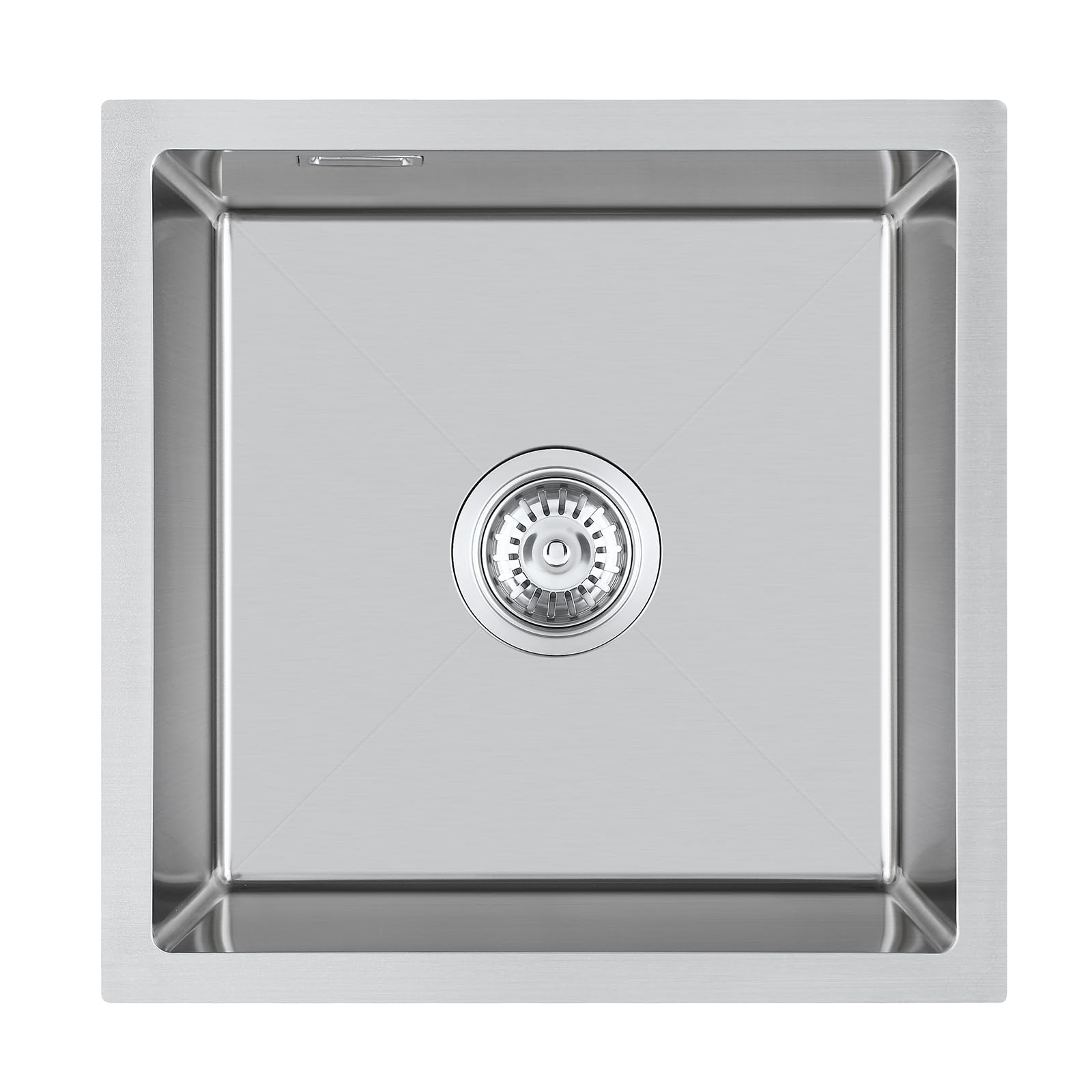 Nano-Silber Spülbecken Edelstahl 45x45cm Küchenspüle 1 Becken Aufsatzmontage Überlaufloch