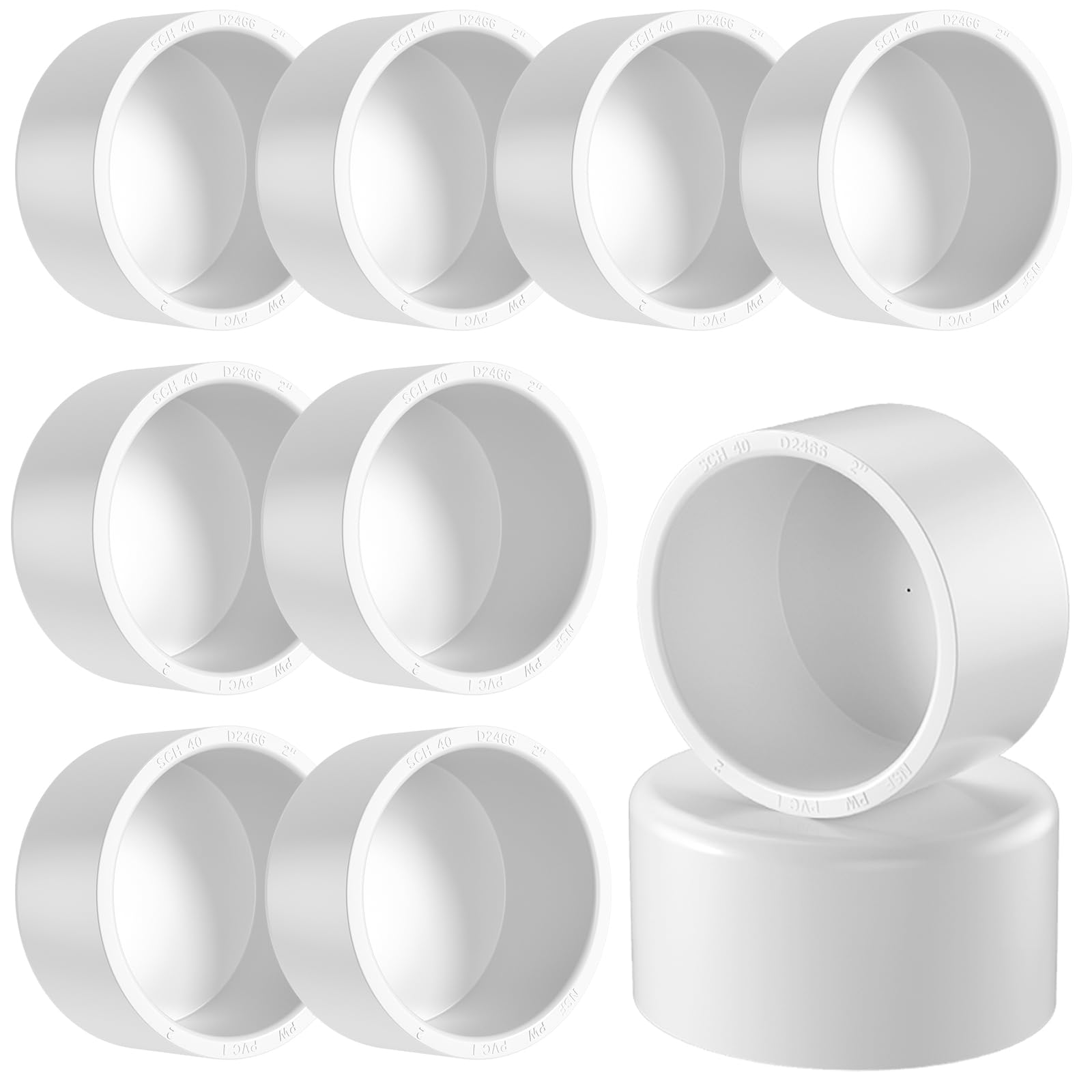 Photo 1 of 2" Pvc End Cap Fitting, 10PCS SCH40 Furniture Grade PVC Pipe Plug Adapter, White Pipes Slip End Caps Sockets for Built Furniture DIY Garden Shelf