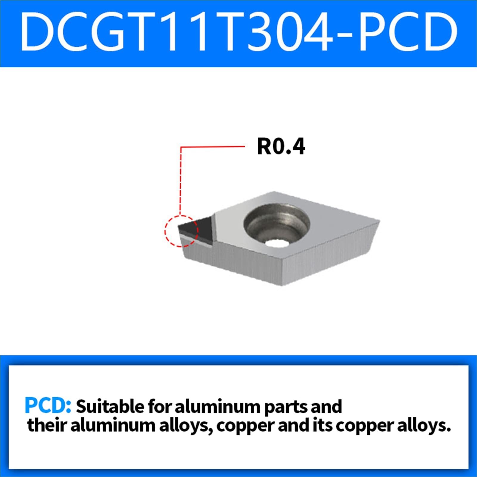 Utensili Diamantati CNC PCD CBN DCGT11T301 DCGT11T302 DCGT11T304 DCGT11T308 DCGT070201 DCGT070204 DCGT070208 Inserto(2pcs DCGT11T304-PCD)