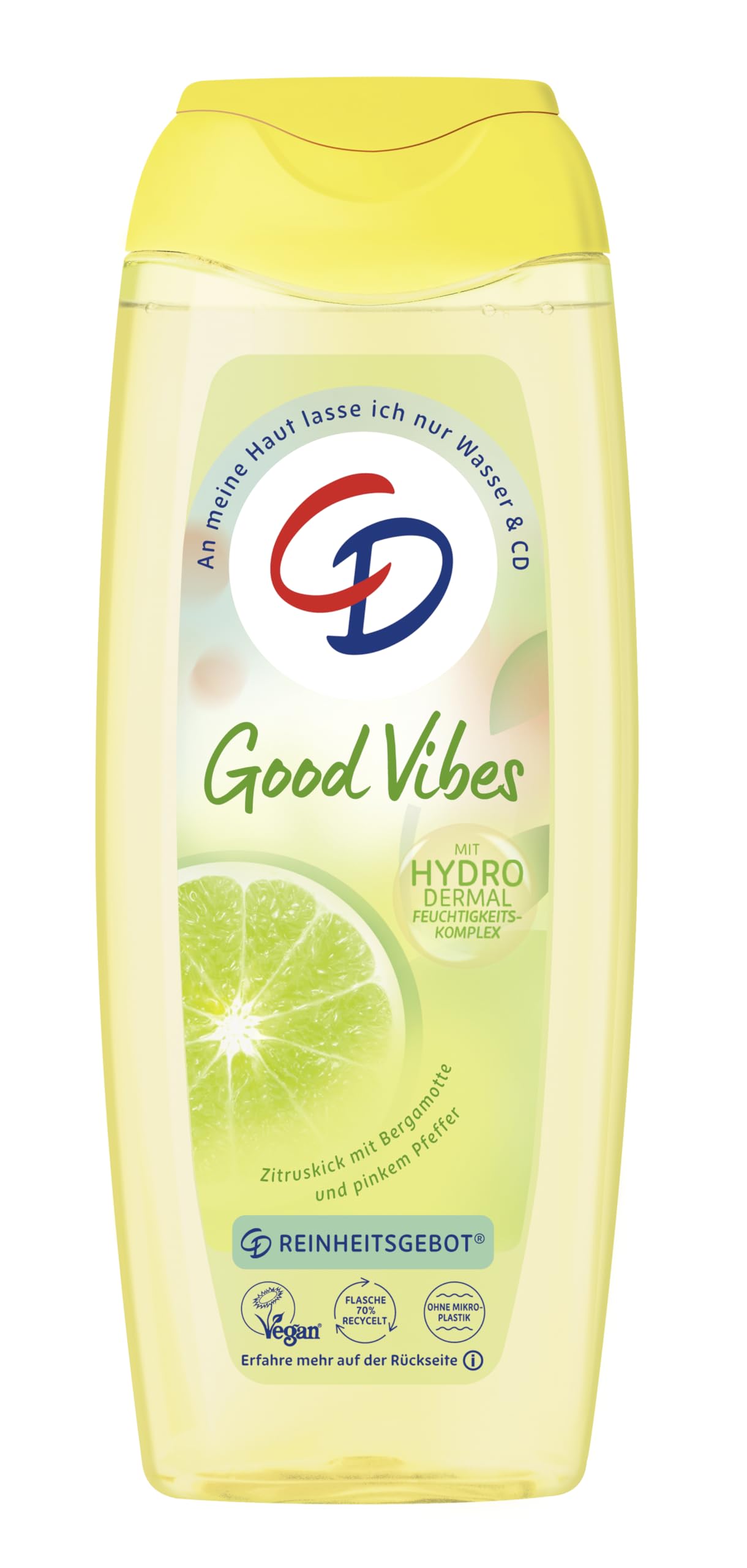 CD Dusche 'Good Vibes' | Duschgel mit Good Vibes für deine Haut und Sinne | Pflegeprodukt mit zitrisch-würzigem Duft | Für empfindliche Haut geeignet | ohne Mikroplastik & vegan | 300ml